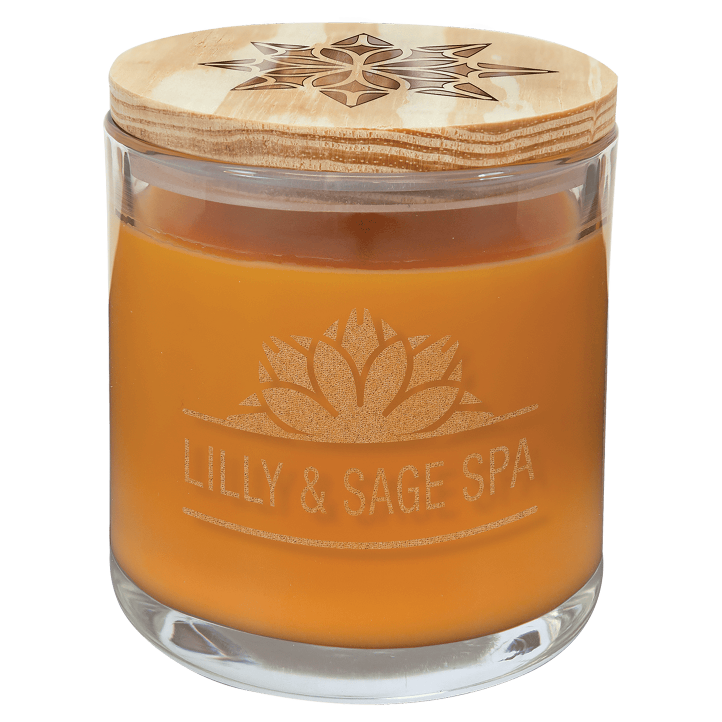 Bright Citrus Custom Engraved Glass Candle with Wood Lid