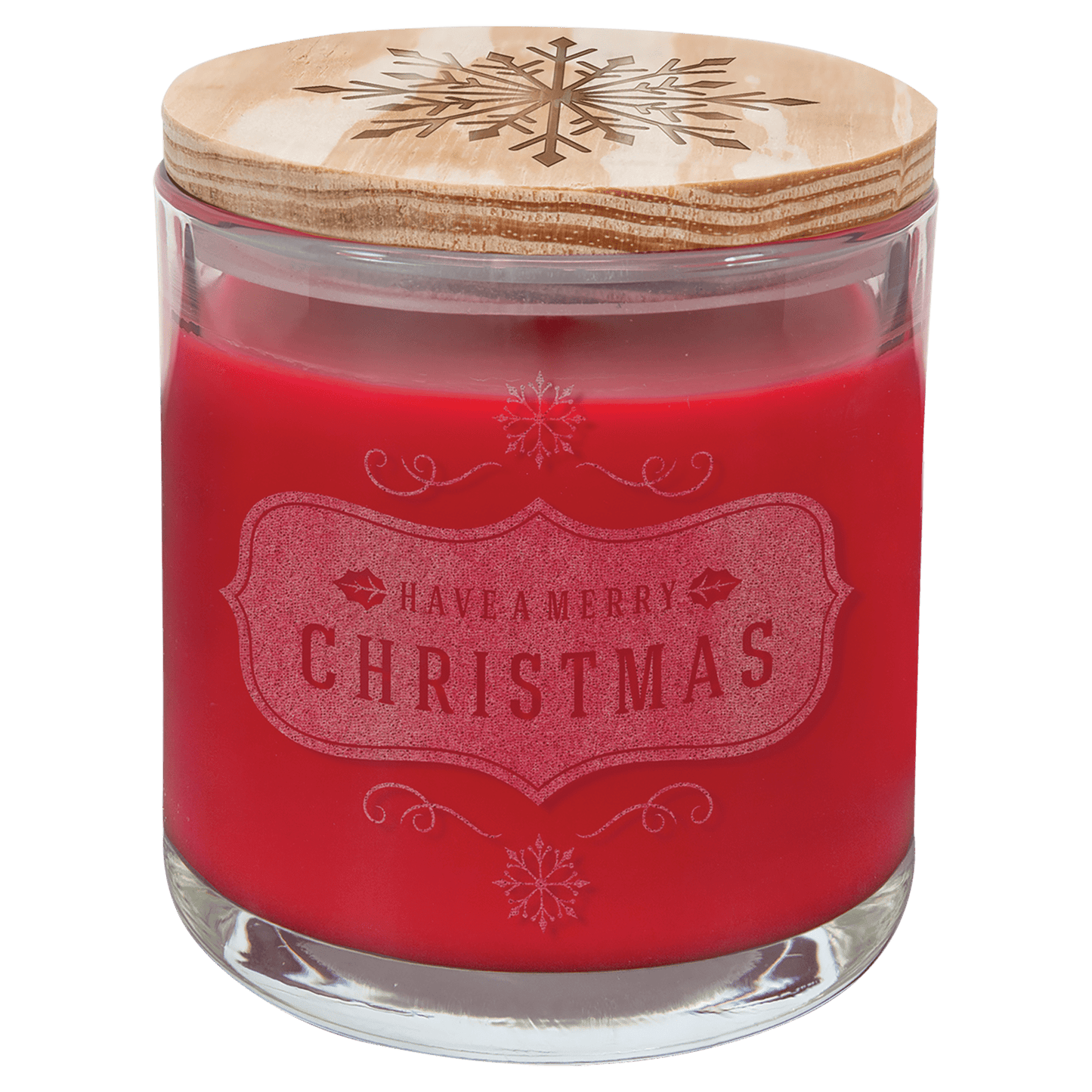 Peppermint Twist Custom Engraved Glass Candle with Wood Lid