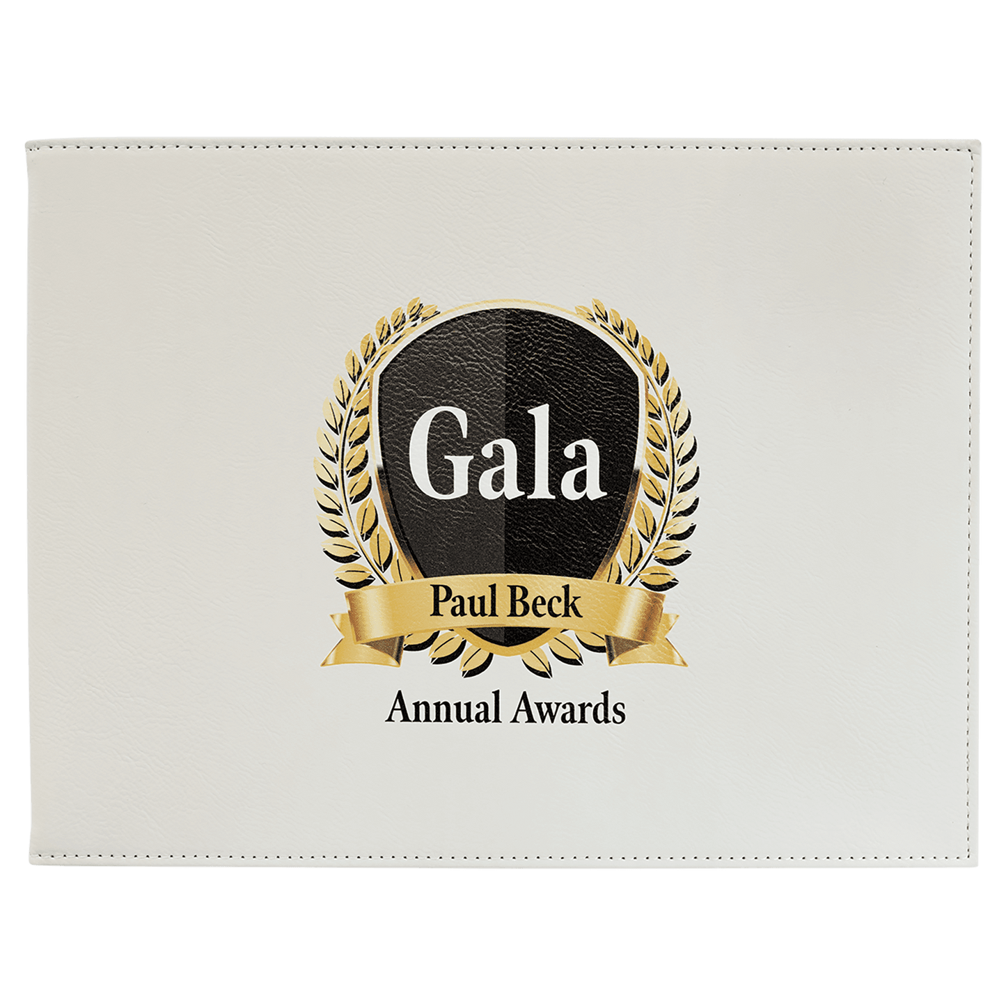 Personalized White Leatherette Certificate Holder - Leatherette