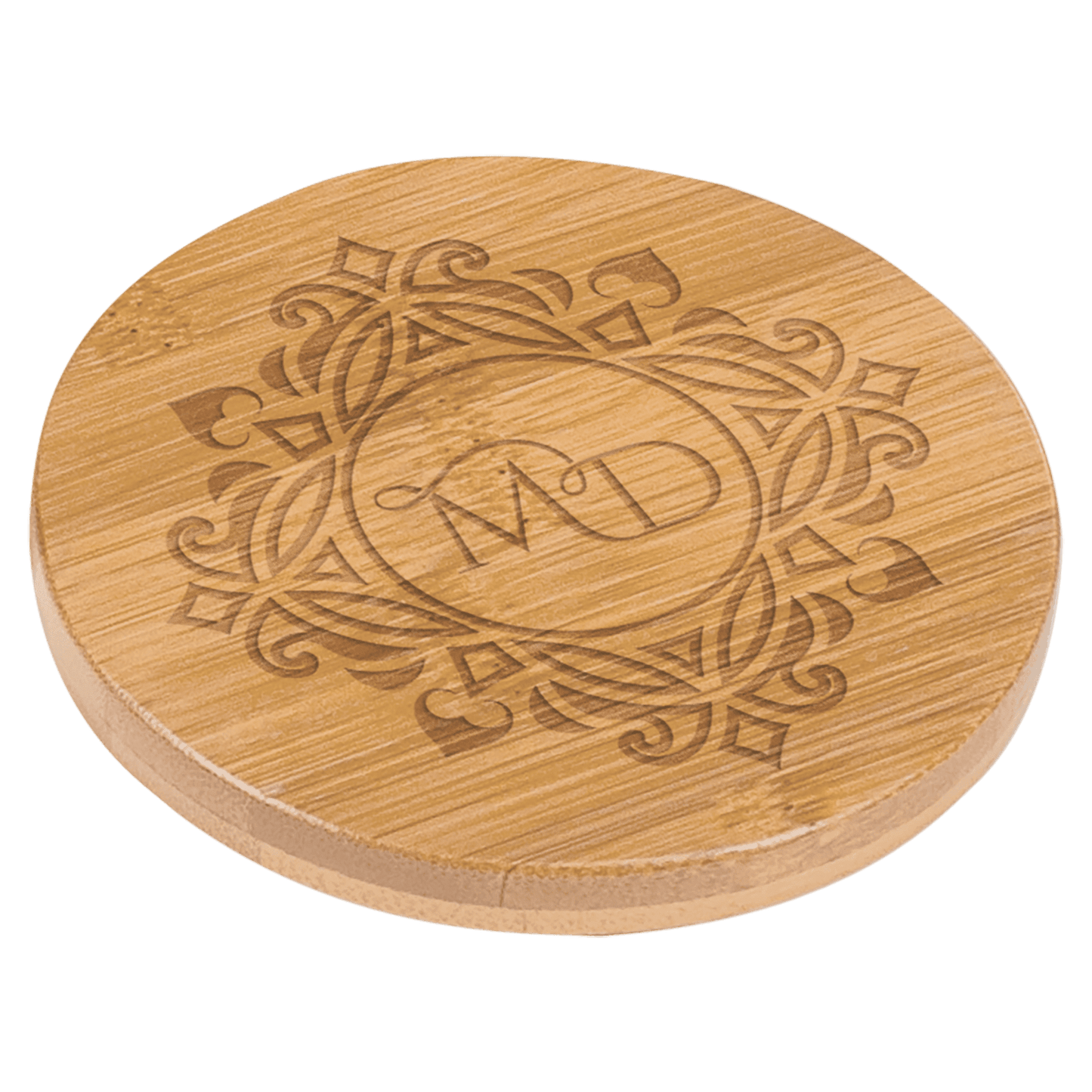 Round Bamboo Custom Engraved Coaster