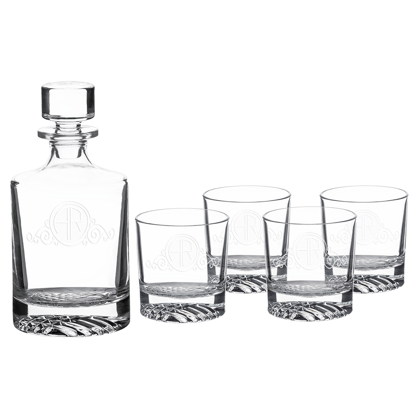 Round Personalized Glass Decanter Set