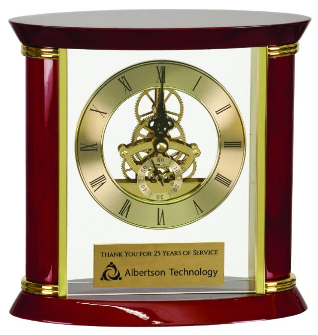 Custom Executive Piano Finish Clock Gold/Rosewood - Wood