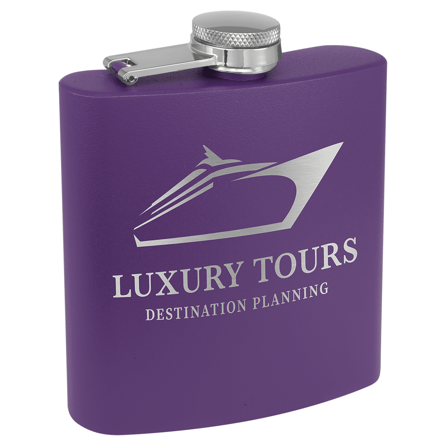 Custom Purple 6 oz. Powder Coated Stainless Steel Flask