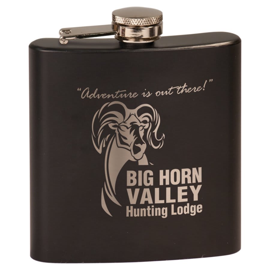 Custom 6 oz. Matte Black Stainless Steel Flask