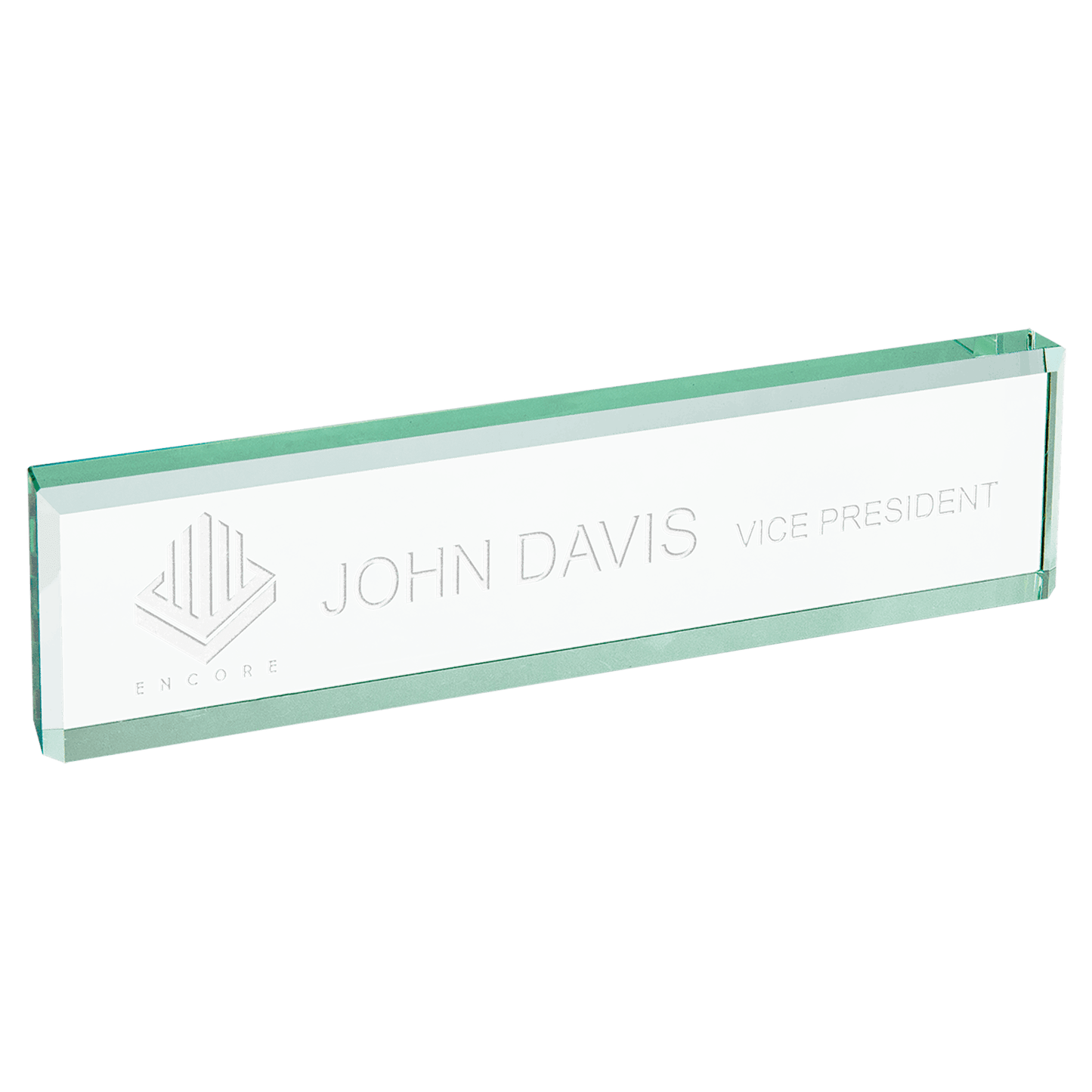 Jade Custom Engraved Glass Desk Wedge