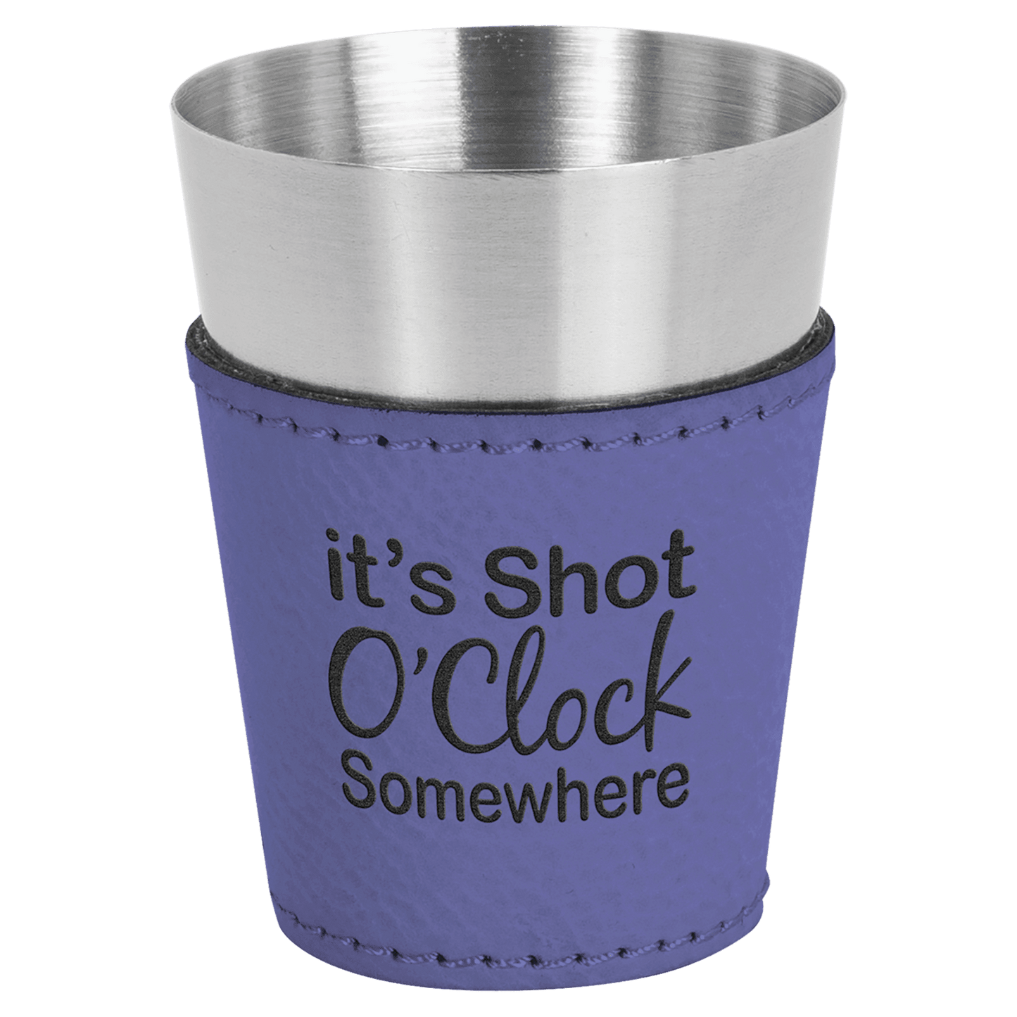 Purple Leatherette Shot Custom Engraved Glass - Leatherette