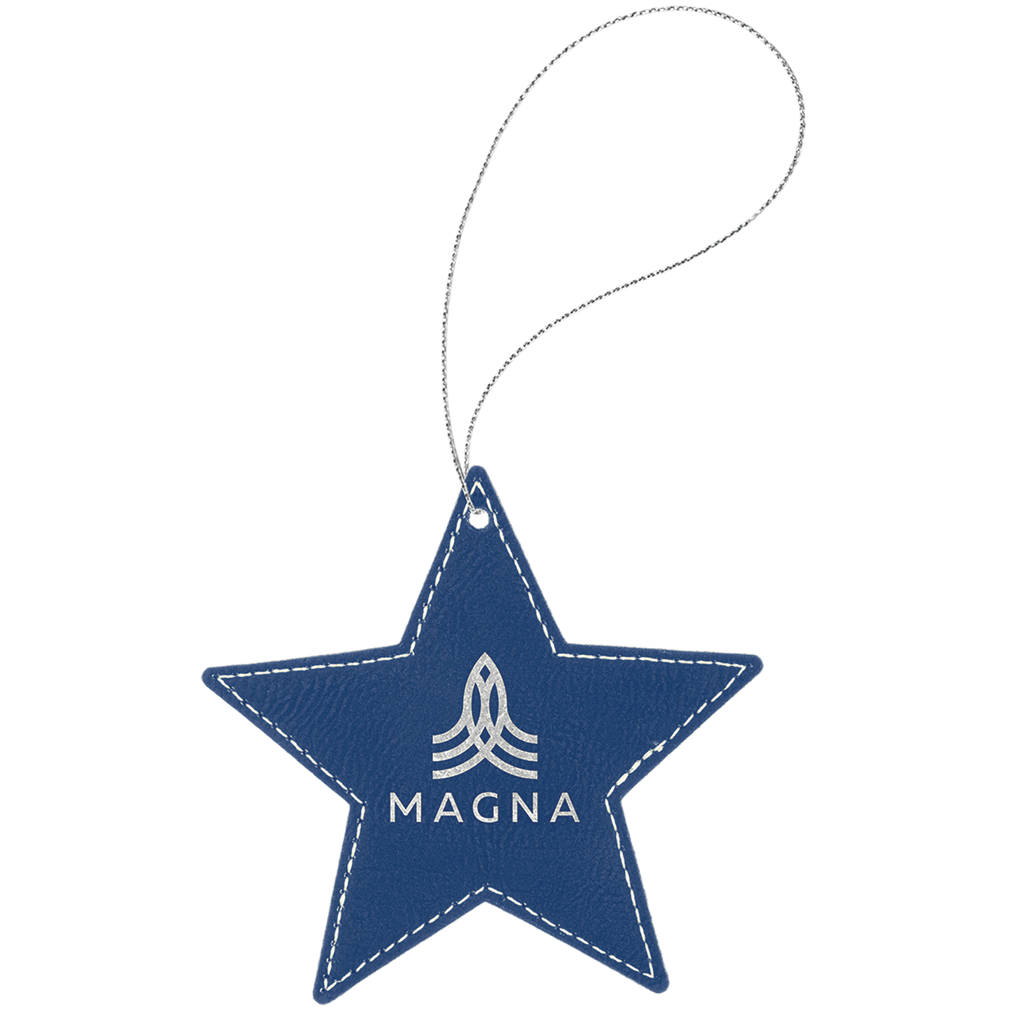 Personalized Blue/Silver Leatherette Star Ornament - Leatherette