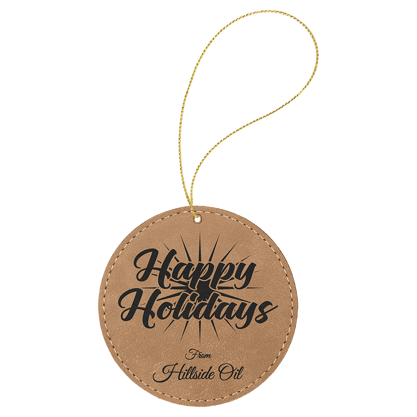 Personalized Light Brown Leatherette Round Ornament - Leatherette