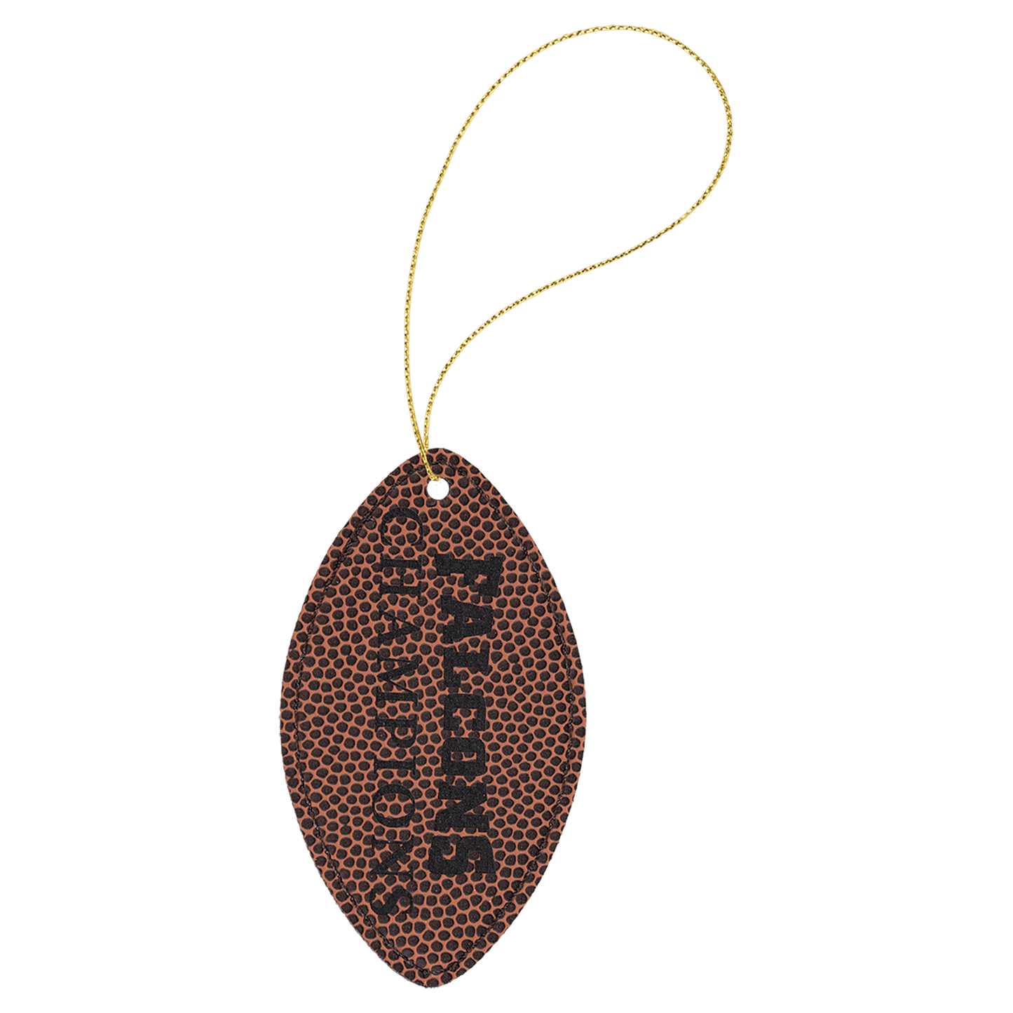 Personalized Football Leatherette Ornament with Gold String - Leatherette