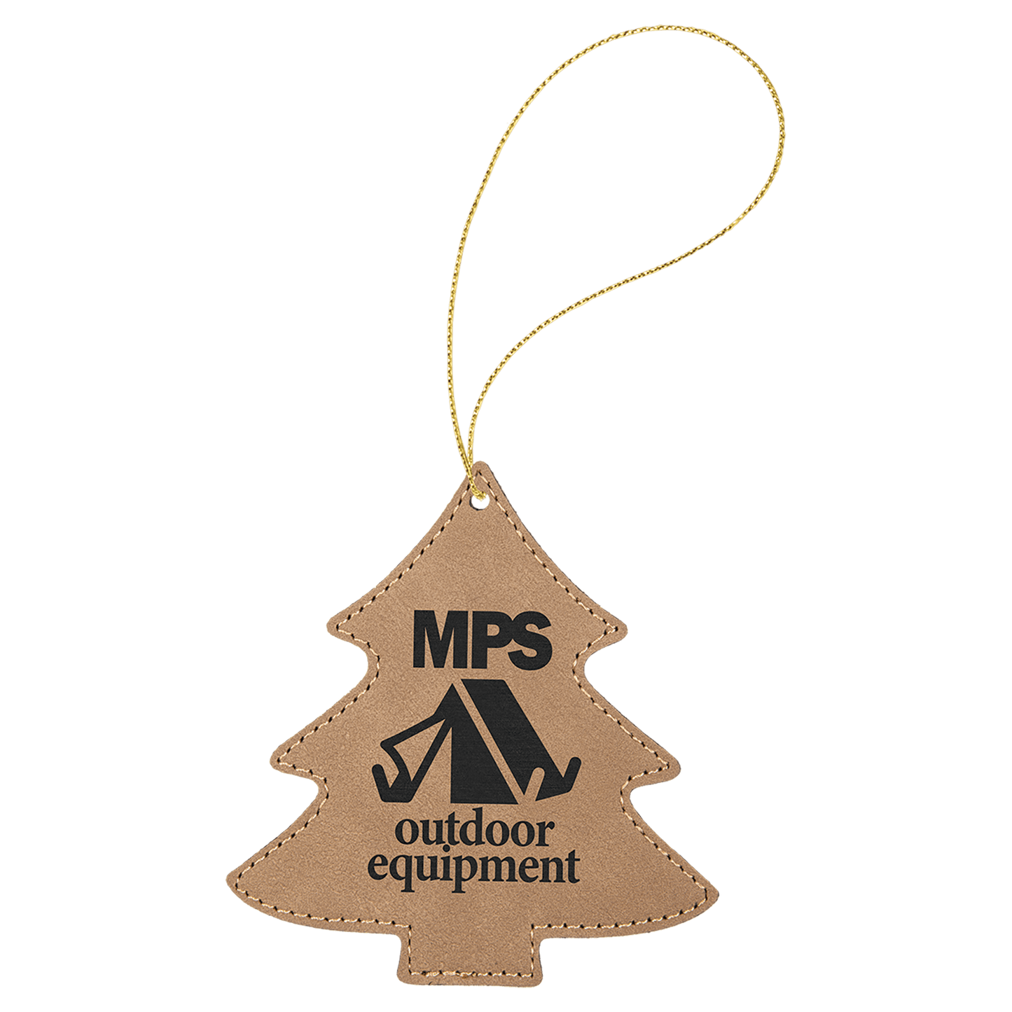 Personalized Light Brown Leatherette Tree Ornament - Leatherette