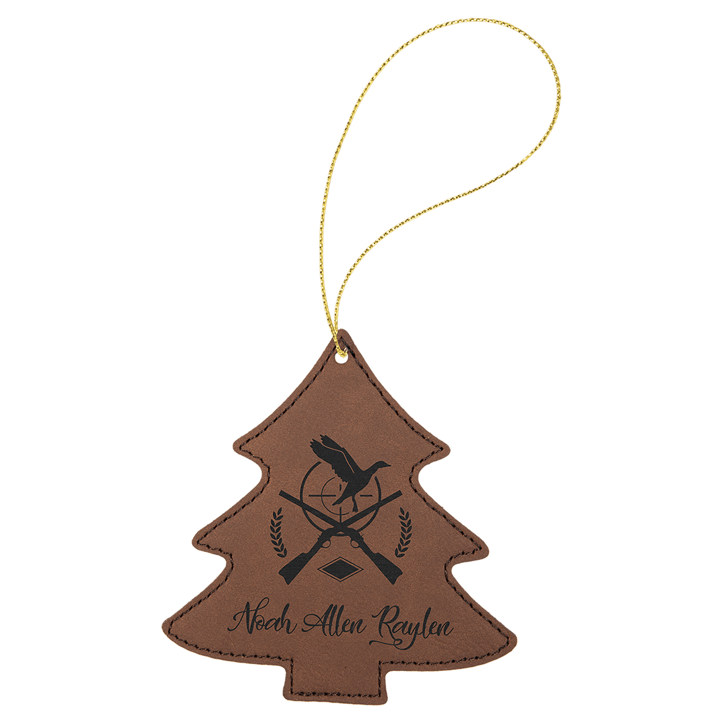 Personalized Dark Brown Leatherette Tree Ornament - Leatherette