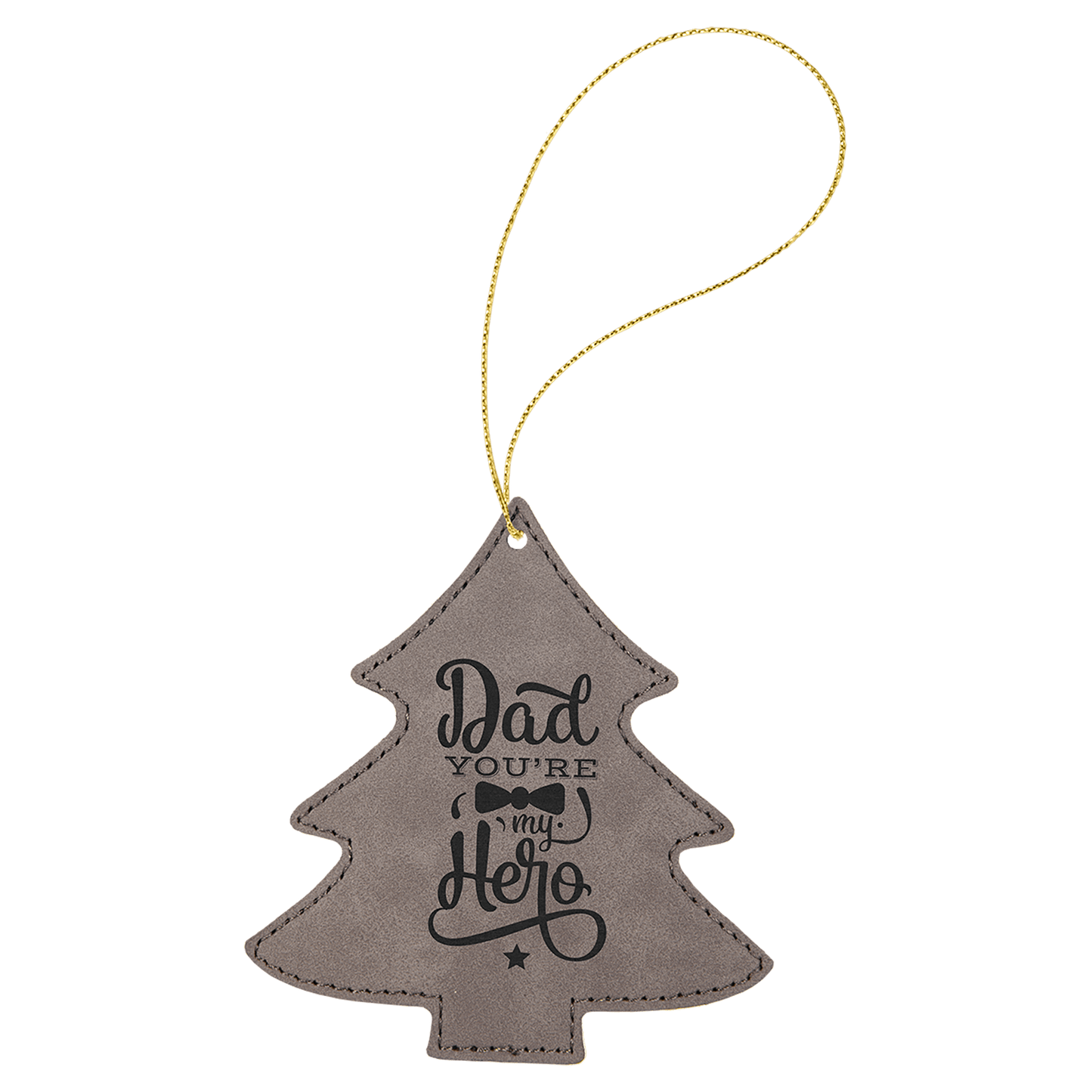 Personalized Gray Leatherette Tree Ornament - Leatherette