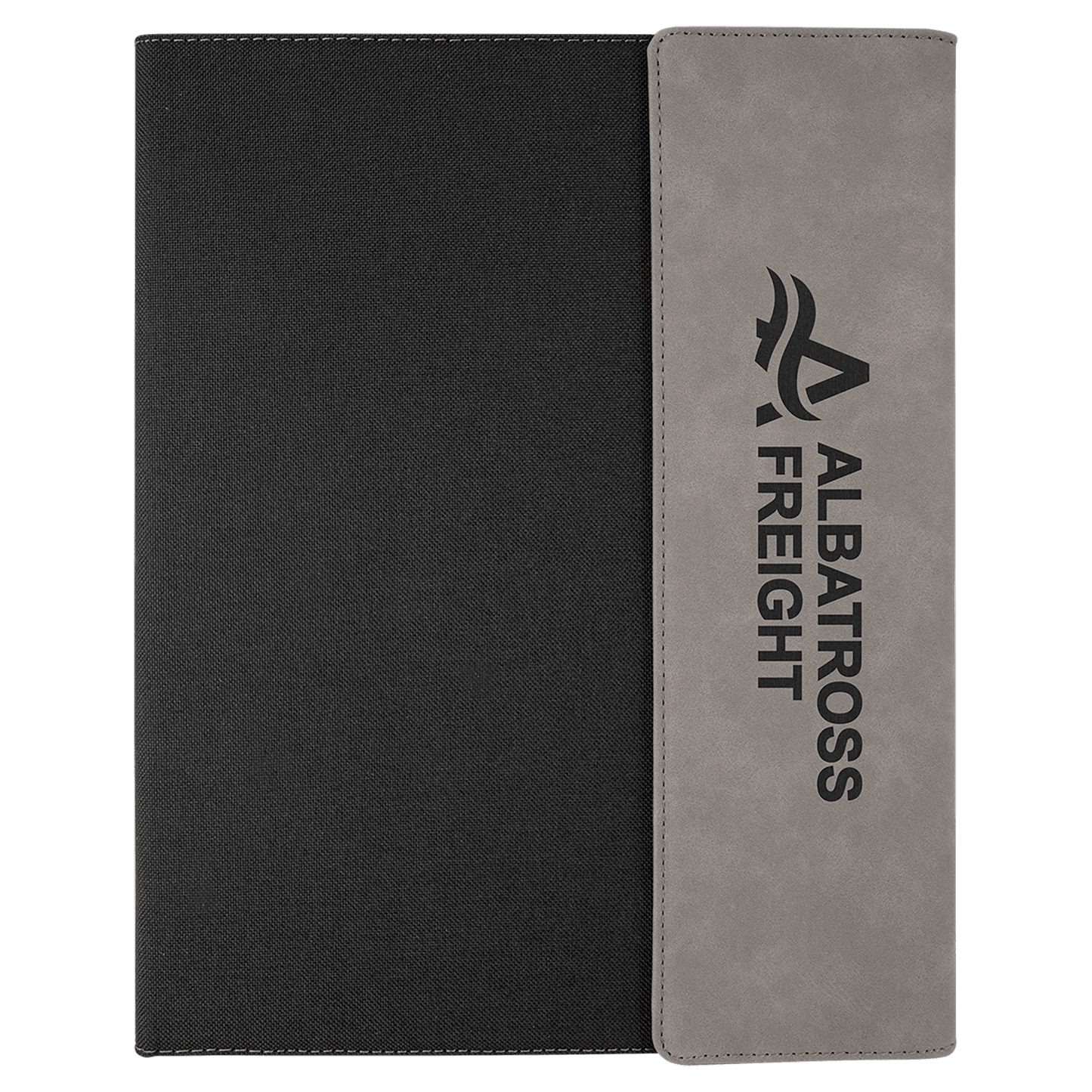 Personalized Black with Gray/Black Leatherette Canvas Portfolio with Notepad - Leatherette