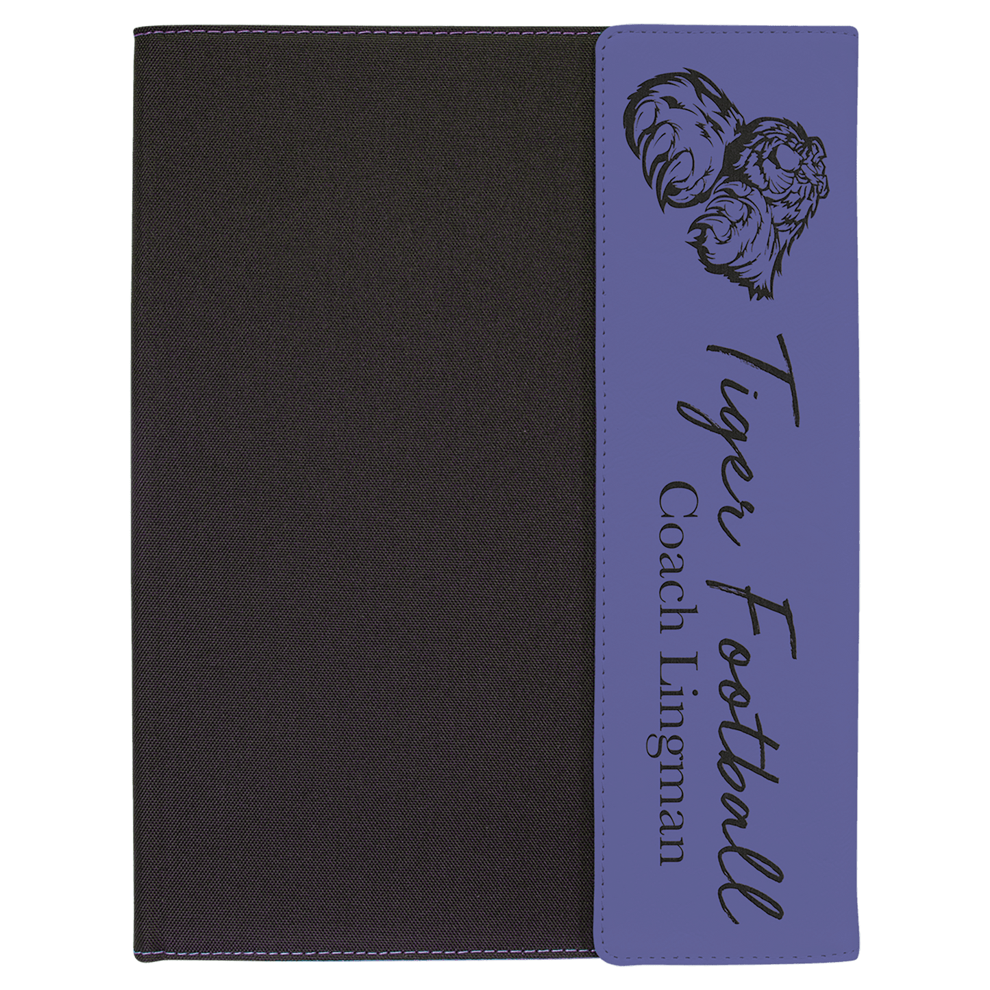 Personalized Black with Purple Leatherette Canvas Portfolio with Notepad - Leatherette