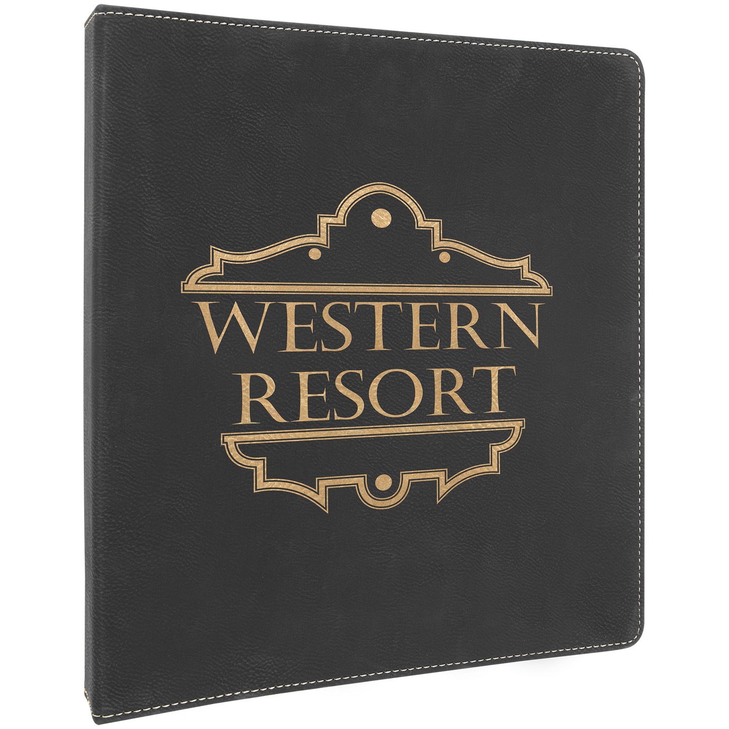 Personalized Black/Gold 3 Ring Binder with 1 Slant D Rings - Leather