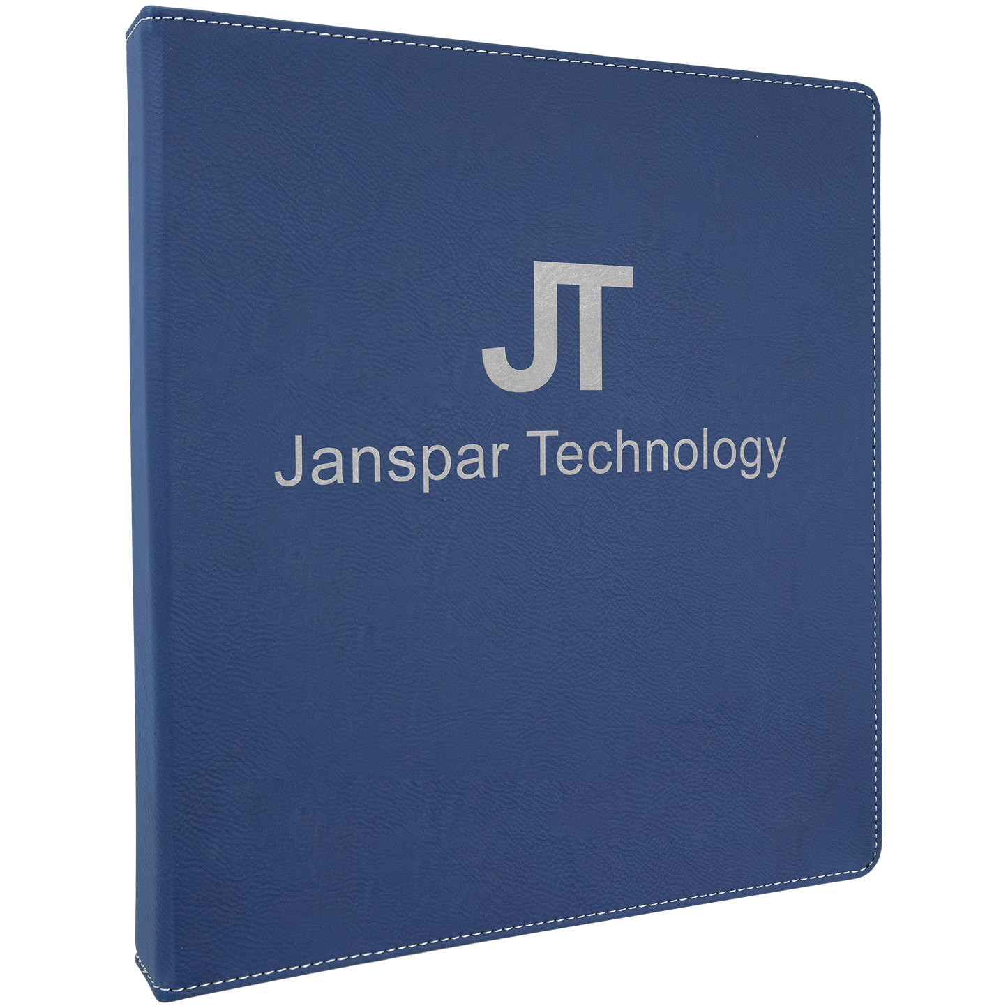 Personalized Blue/Silver Laserable Leatherette 3 Ring Binder with 1 Slant D Rings