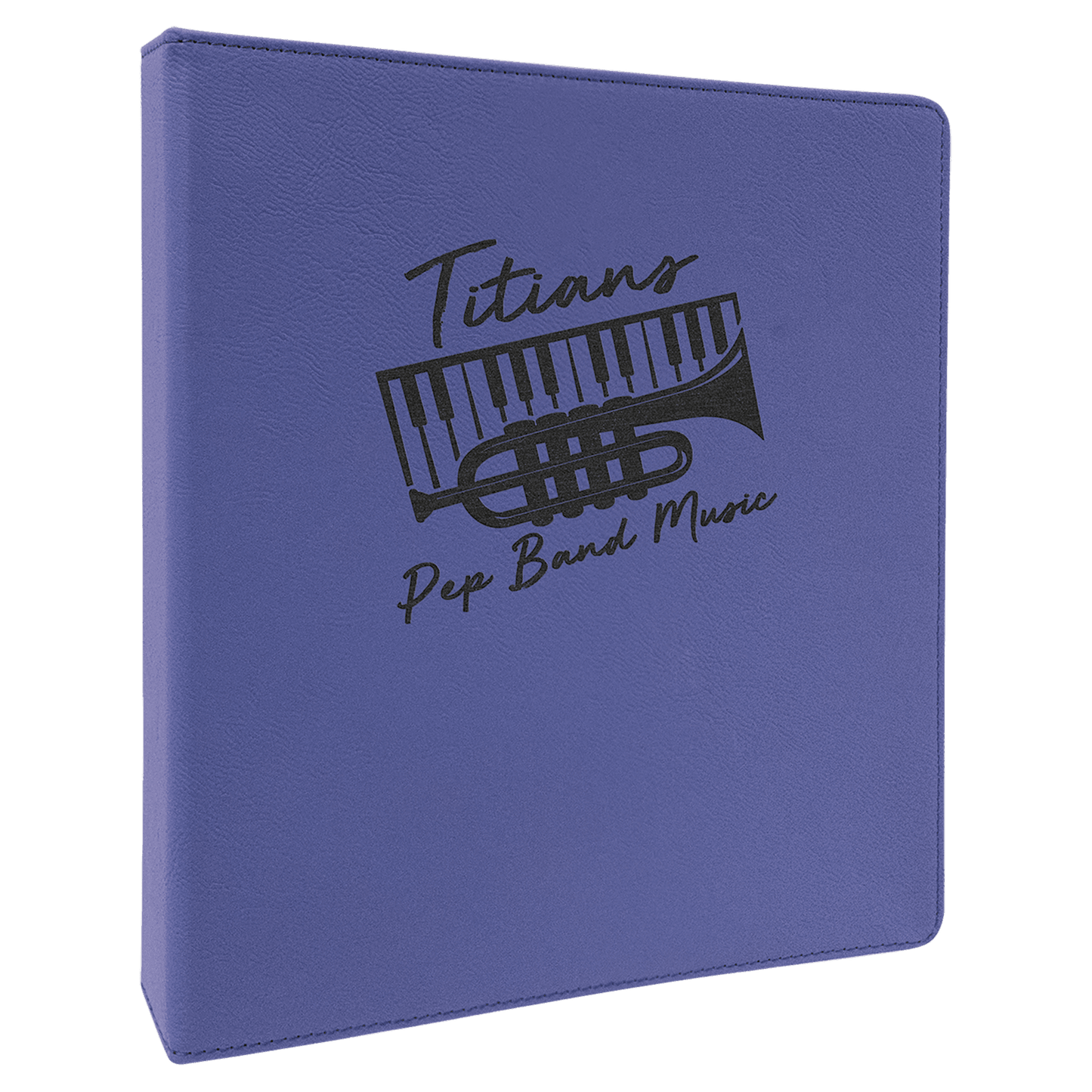 Personalized Purple Lasered Leatherette 3-Ring Binder with 1 Slant D Rings - Leather