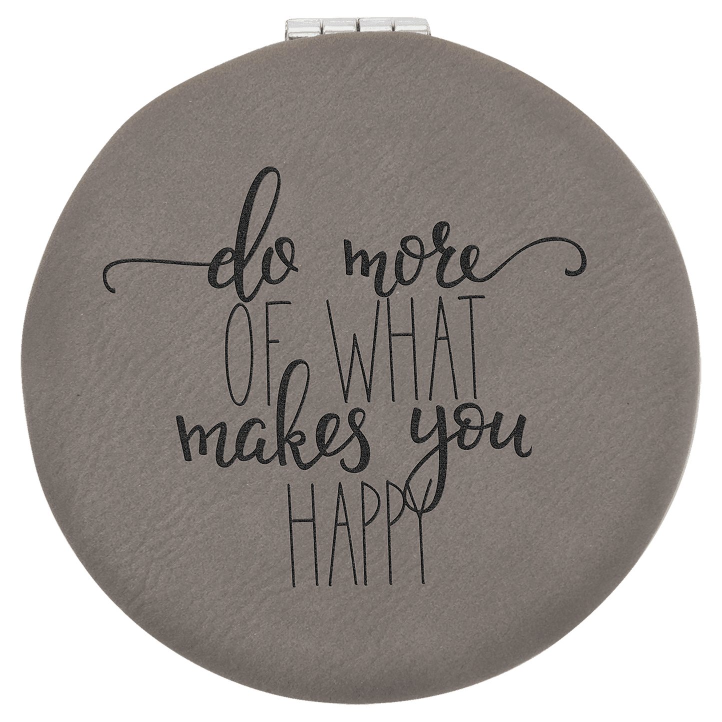 Personalized Gray Leatherette Compact Mirror - Leatherette