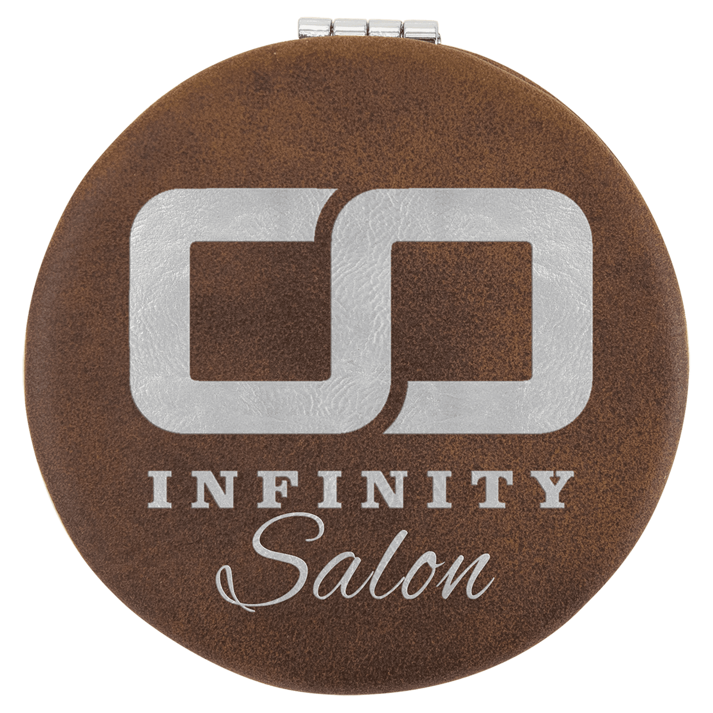Personalized Rustic/Silver Leatherette Compact Mirror - Leatherette