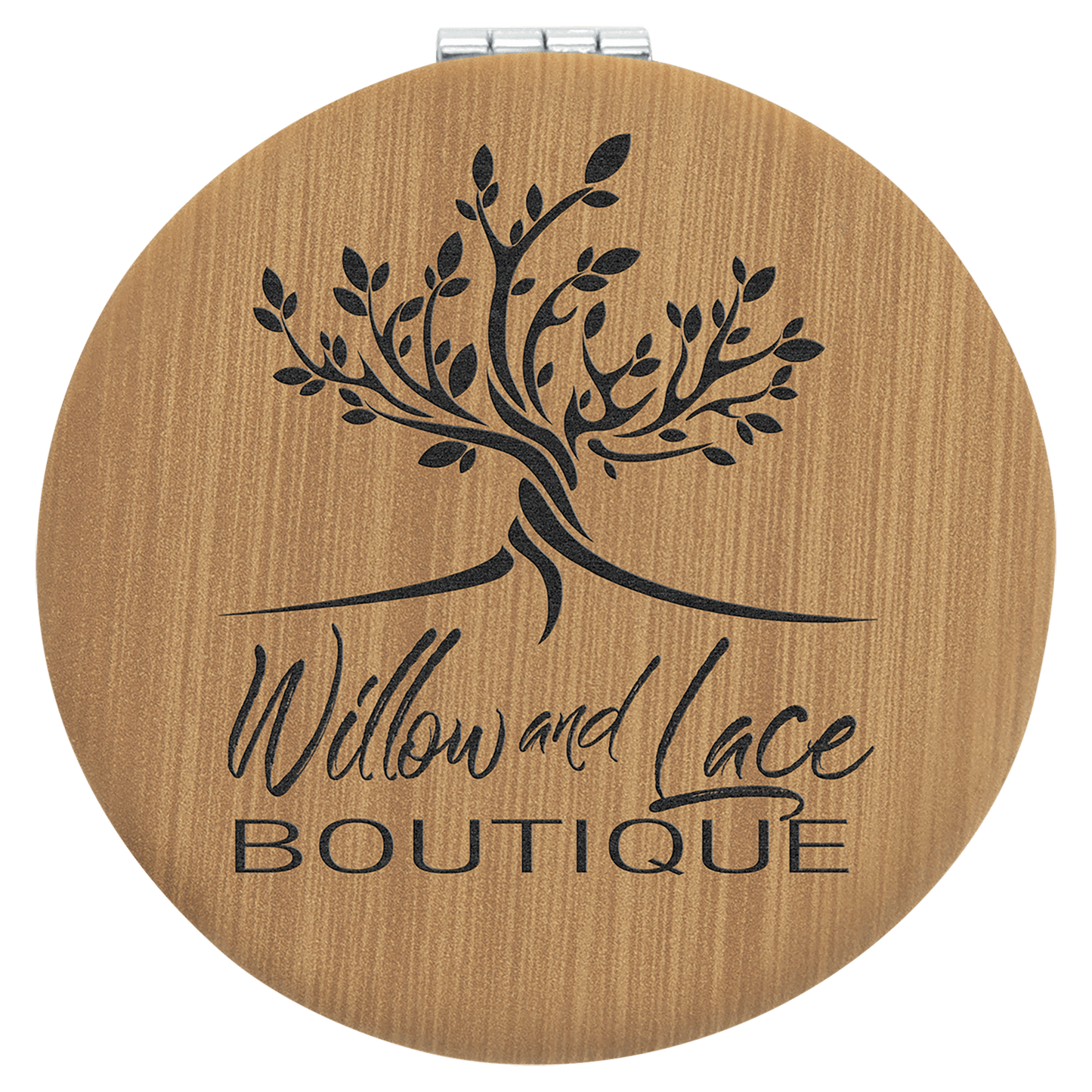 Personalized Bamboo Leatherette Compact Mirror - Leatherette