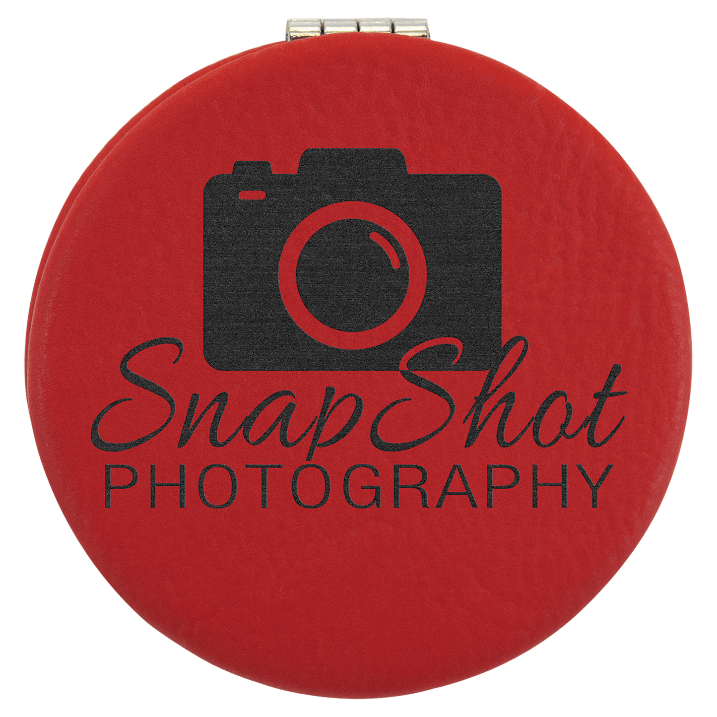 Personalized Red Leatherette Compact Mirror - Leatherette