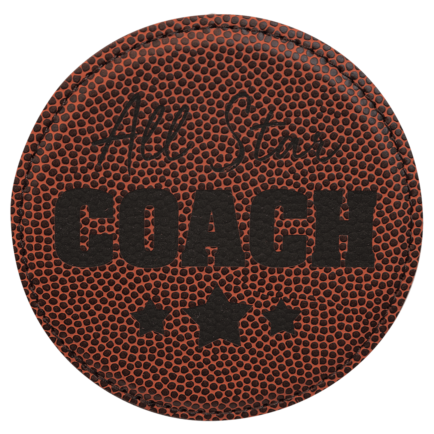 Custom Football Leatherette Round Coaster - Leatherette