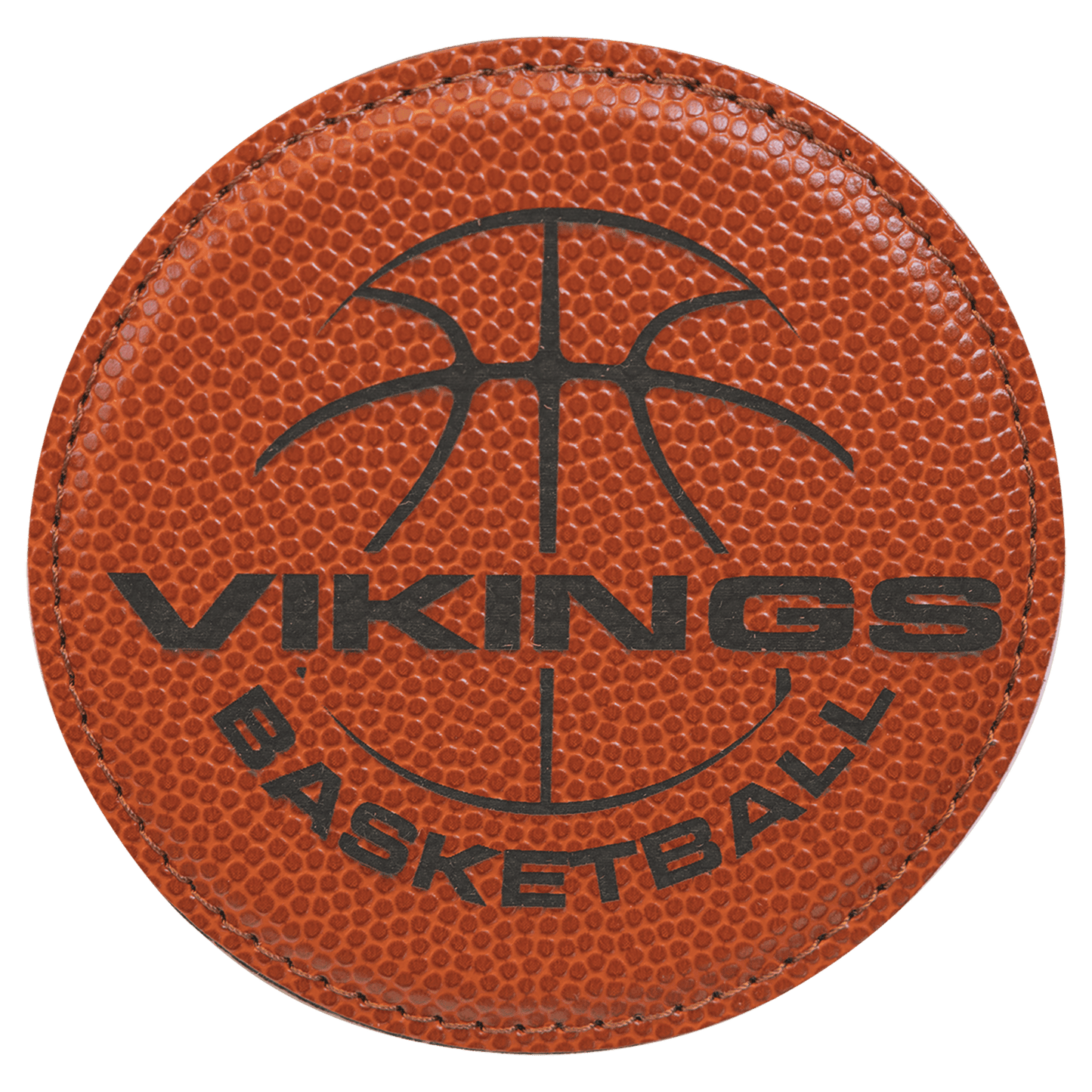 Custom Basketball Leatherette Round Coaster - Leatherette