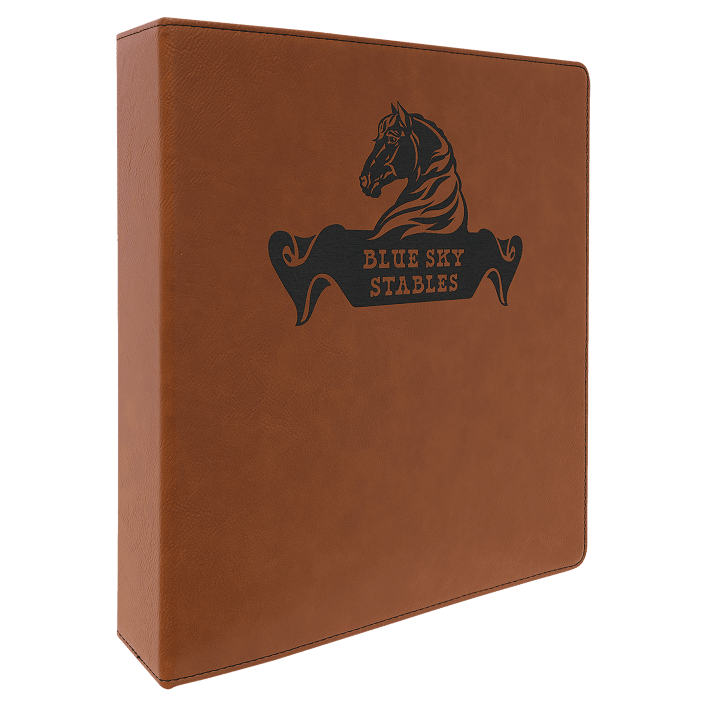 Personalized Rawhide Leatherette 3-Ring Binder with 2 Slant D Rings - Leather