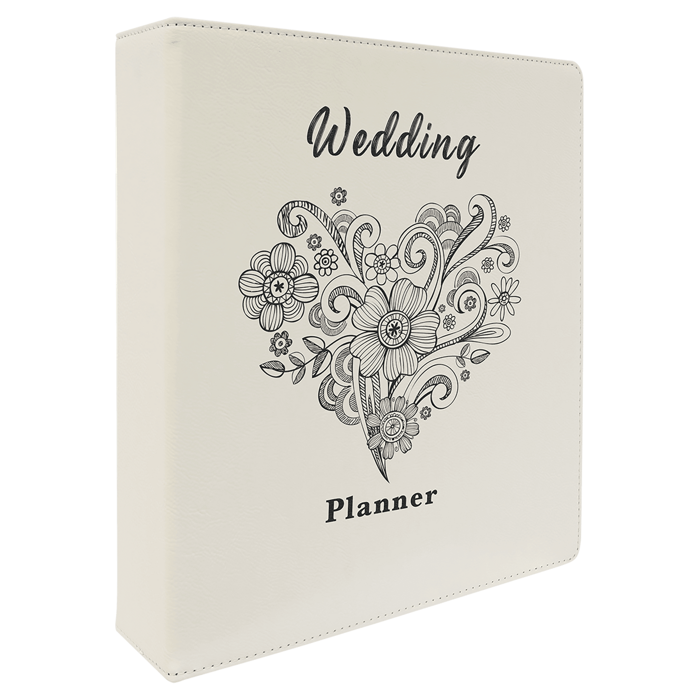 Personalized White Leatherette 3-Ring Binder with 2 Slant D Rings - Leather