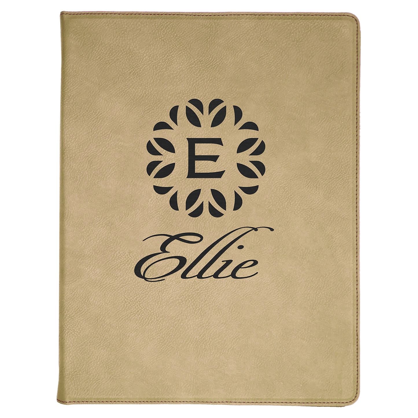 Personalized Light Brown Leatherette Portfolio - Leatherette