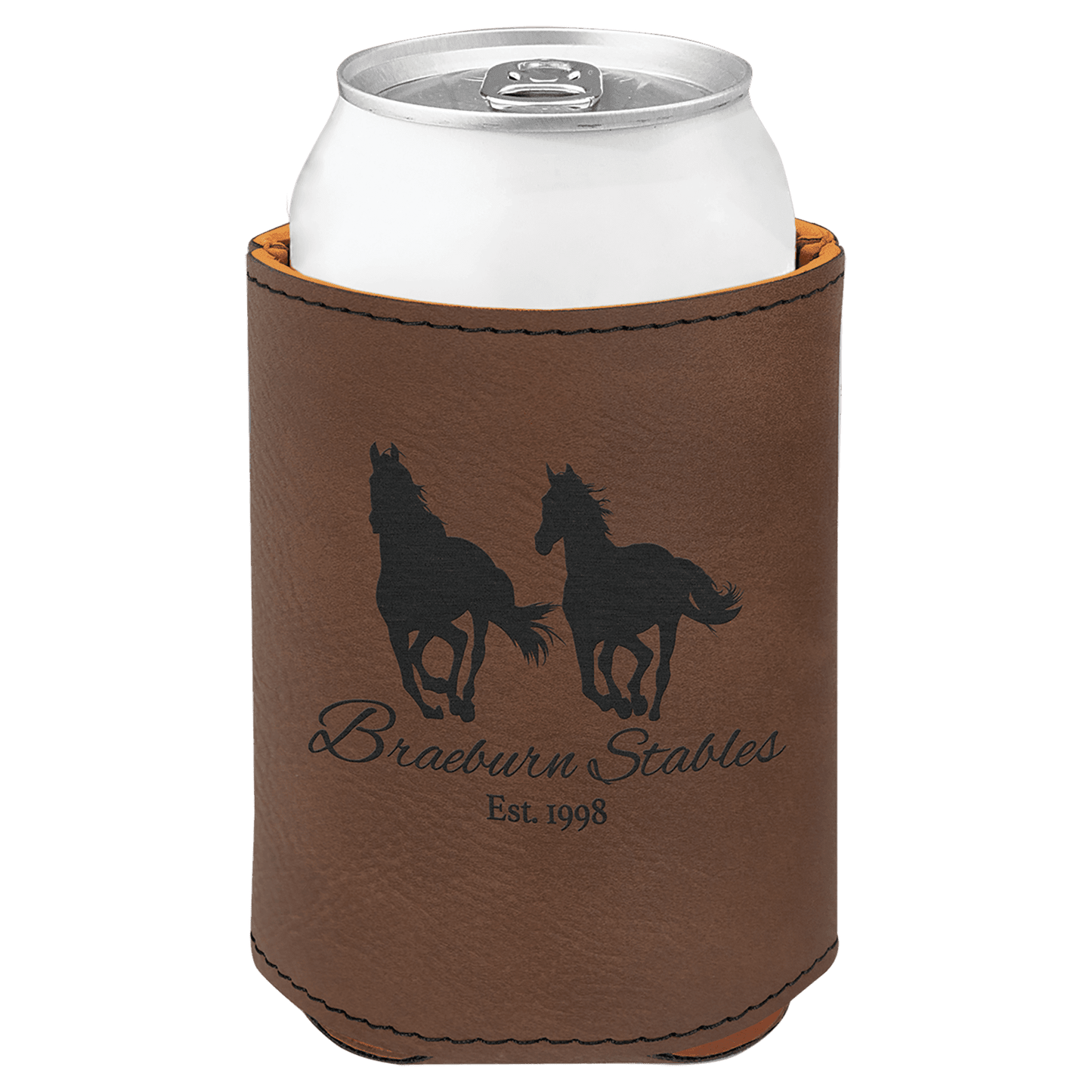 Custom Dark Brown Leatherette Beverage Holder - Leatherette