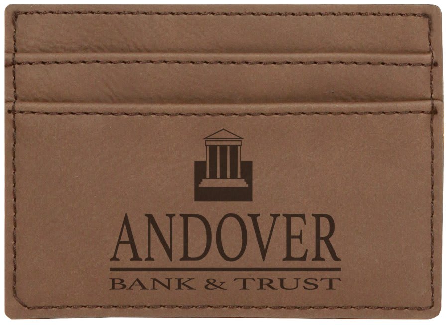 Personalized Dark Brown Leatherette Wallet Clip - Leatherette