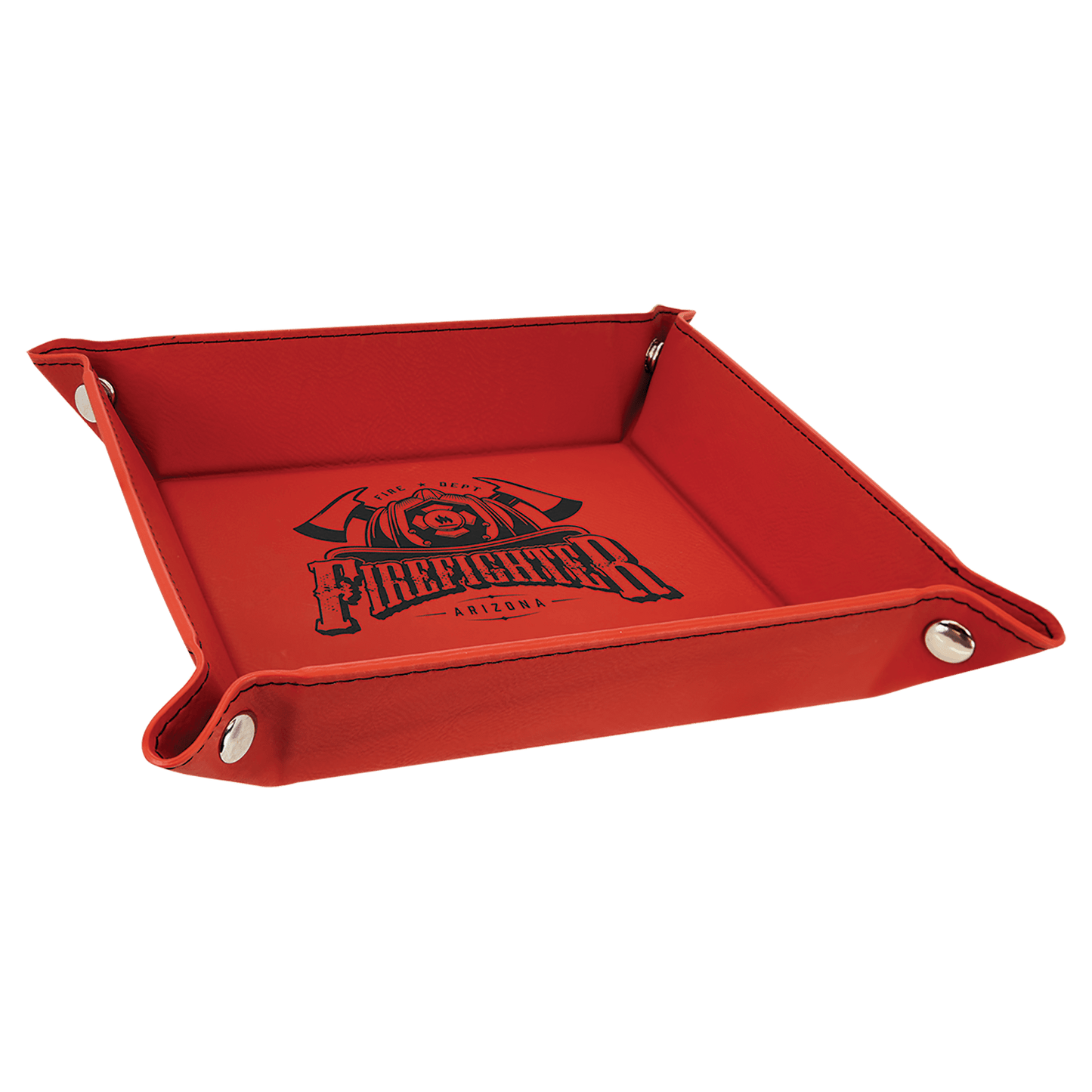 Personalized Red Leatherette Snap Up Tray - Leatherette