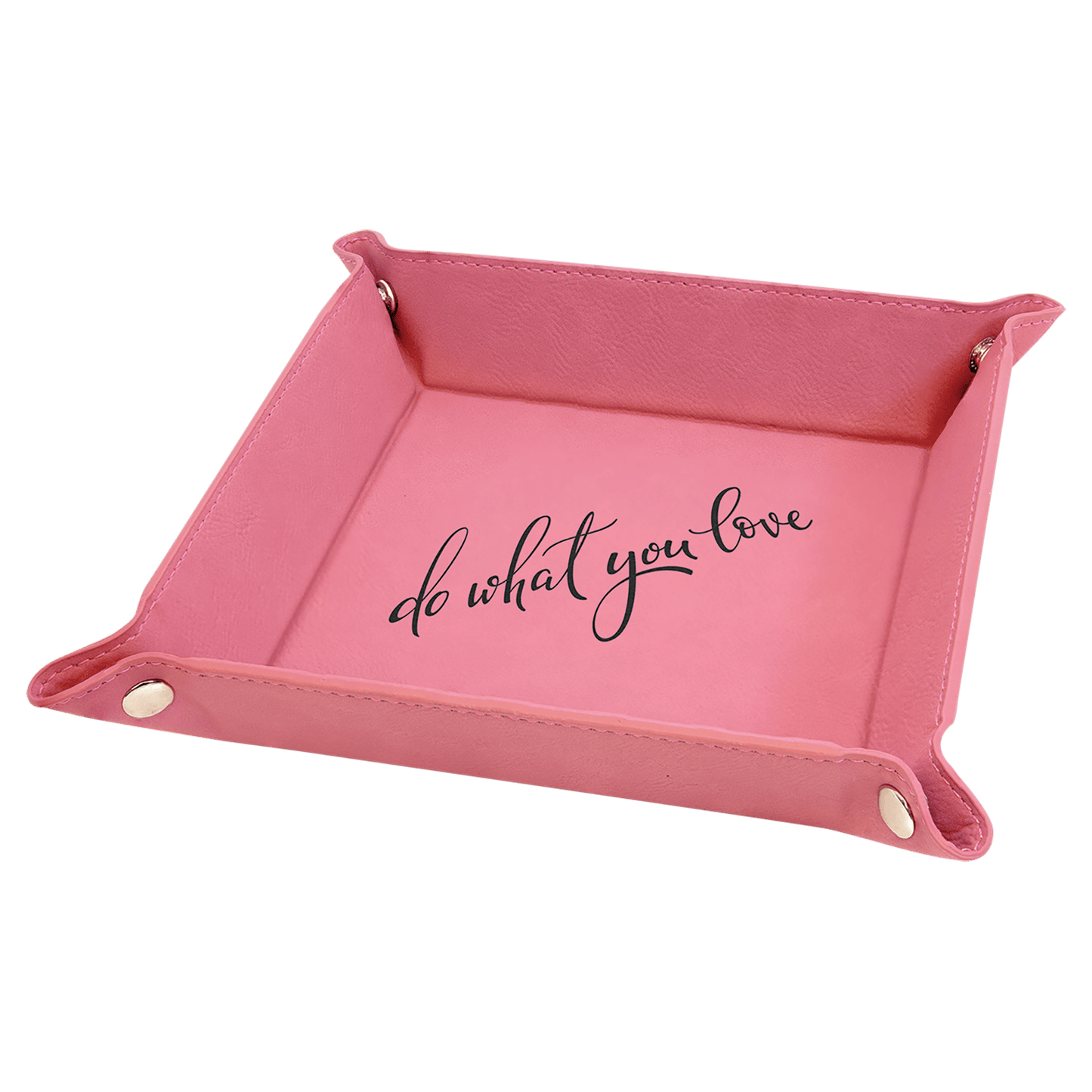 Personalized Pink Leatherette Snap Up Tray - Leatherette