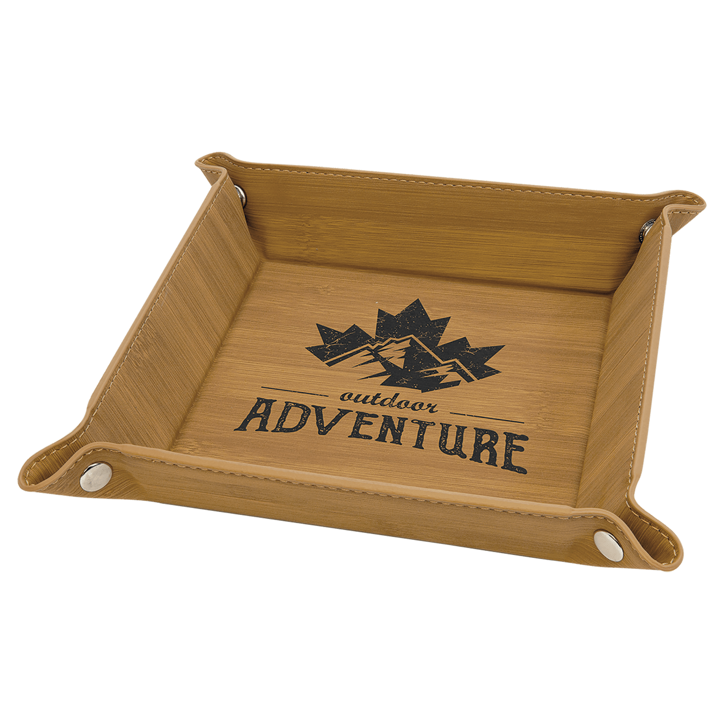 Personalized Bamboo Leatherette Snap Up Tray - Leatherette