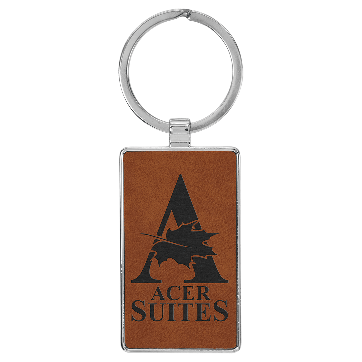 Rawhide Leatherette Rectangle Keychain with Metal Personalized Photo Frame - Leatherette