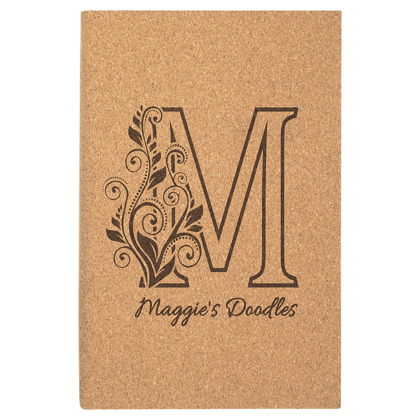 Personalized Cork Sketch Book with White Unlined Paper
