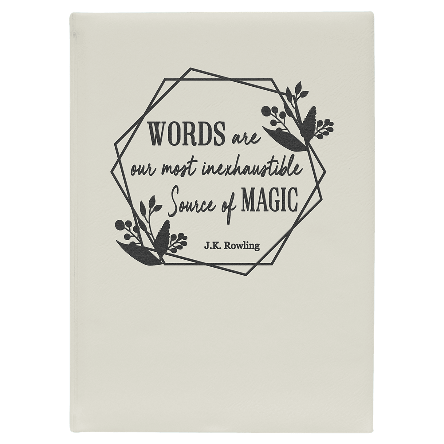 Personalized White Leathertte Journal with White Lined Paper - Leatherette