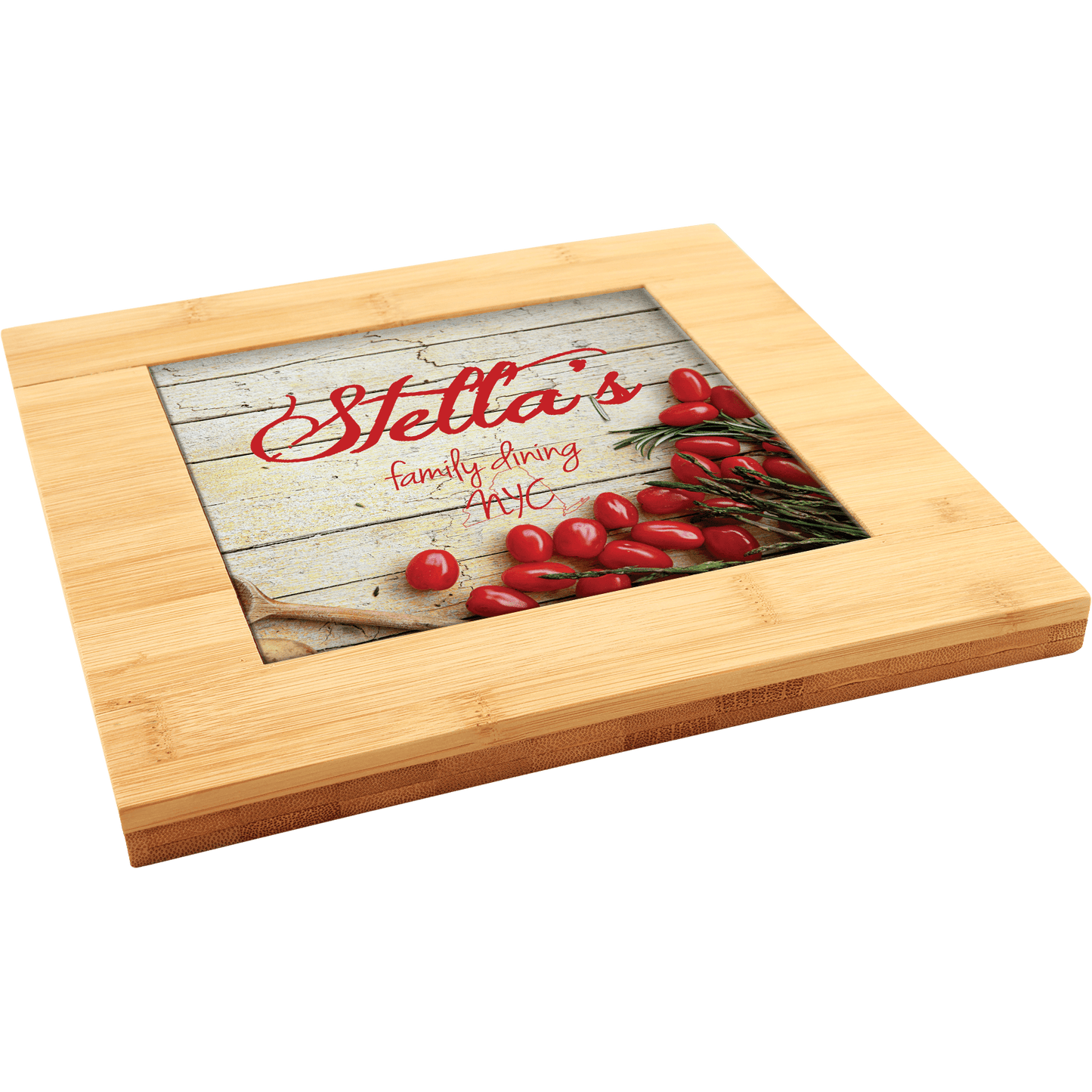Personalized Bamboo Trivet with 6 x 6 Insert Area