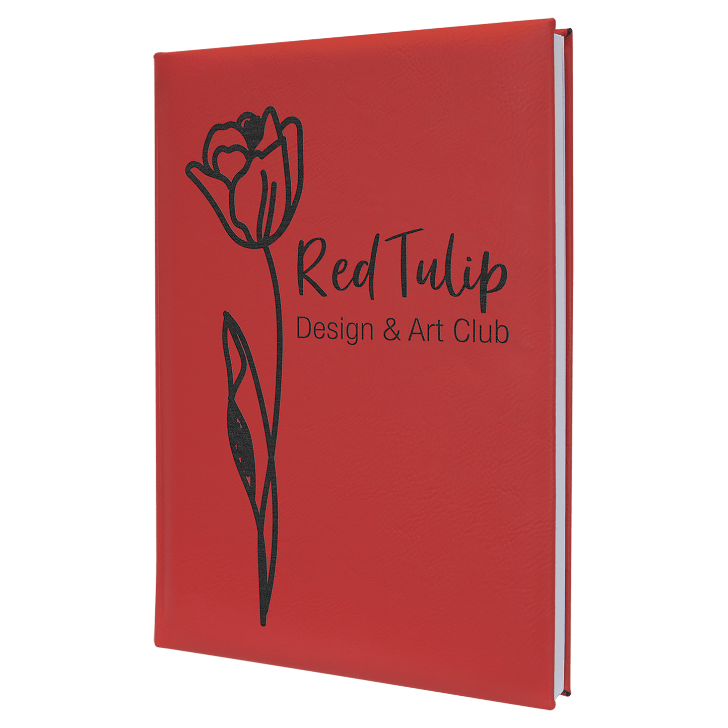 Personalized Red Leatherette Sketch Book with White Unlined Paper - Leatherette