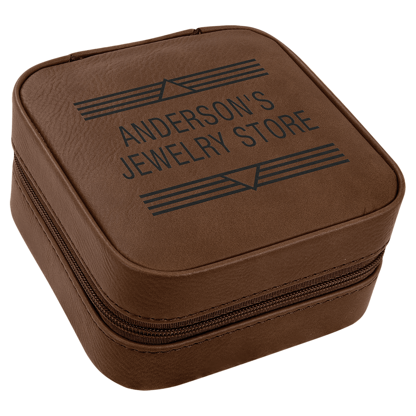 Personalized Dark Brown Leatherette Travel Jewelry Box