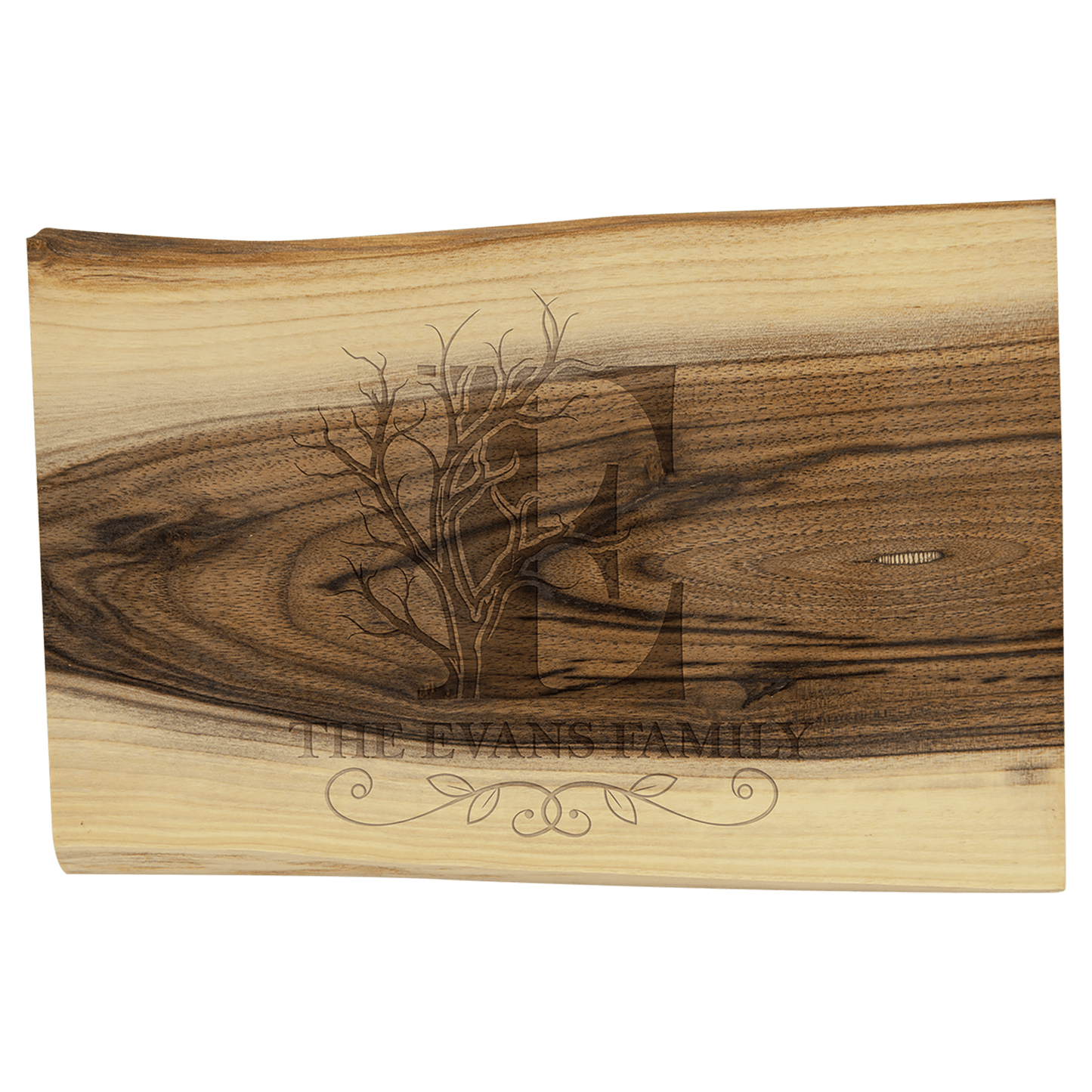Personalized Natural Black Walnut Cutting and Charcuterie Board