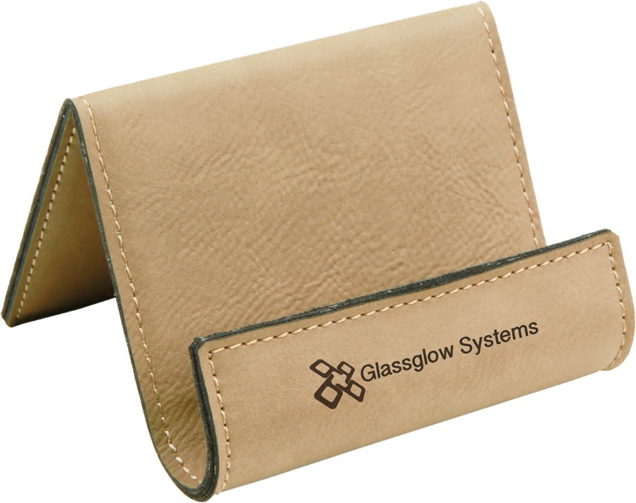 Personalized Light Brown Leatherette Holder/Easel - Leatherette