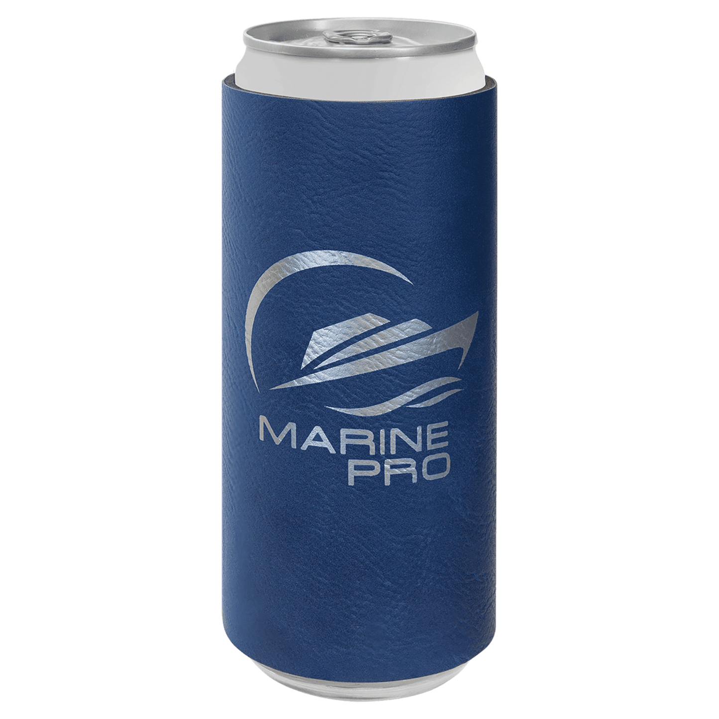 Custom Blue/Silver Leatherette Slim Beverage Holder - Leatherette
