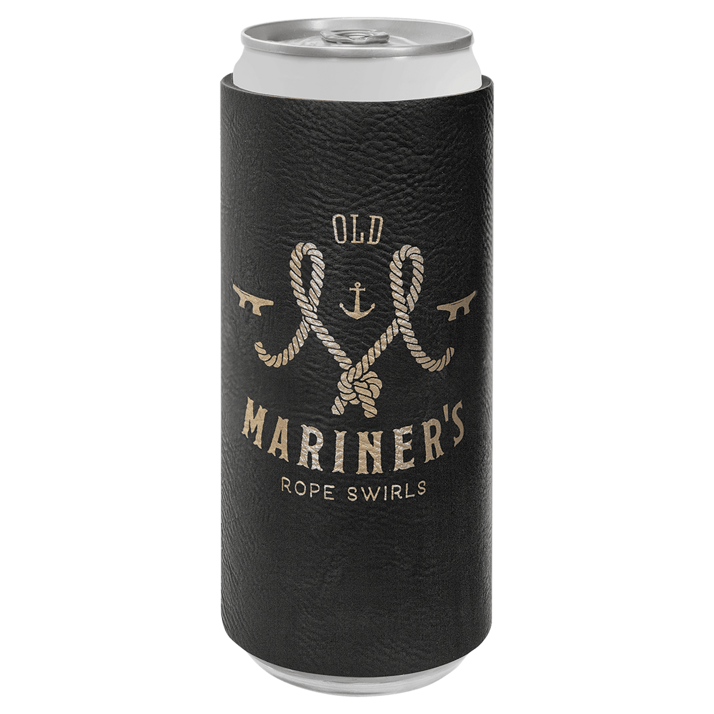 Custom Black/Gold Leatherette Slim Beverage Holder - Leatherette