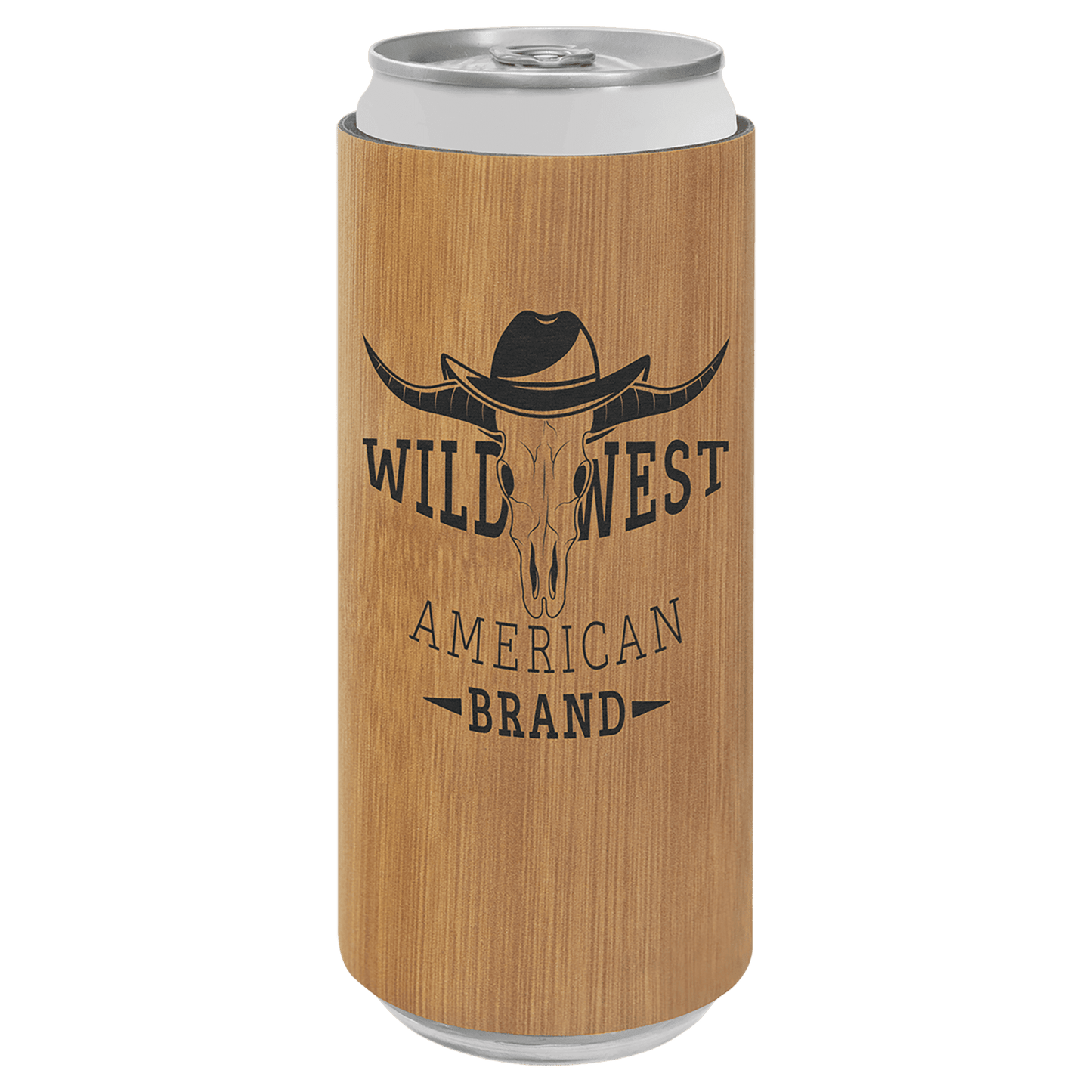 Custom Bamboo Leatherette Slim Beverage Holder - Leatherette