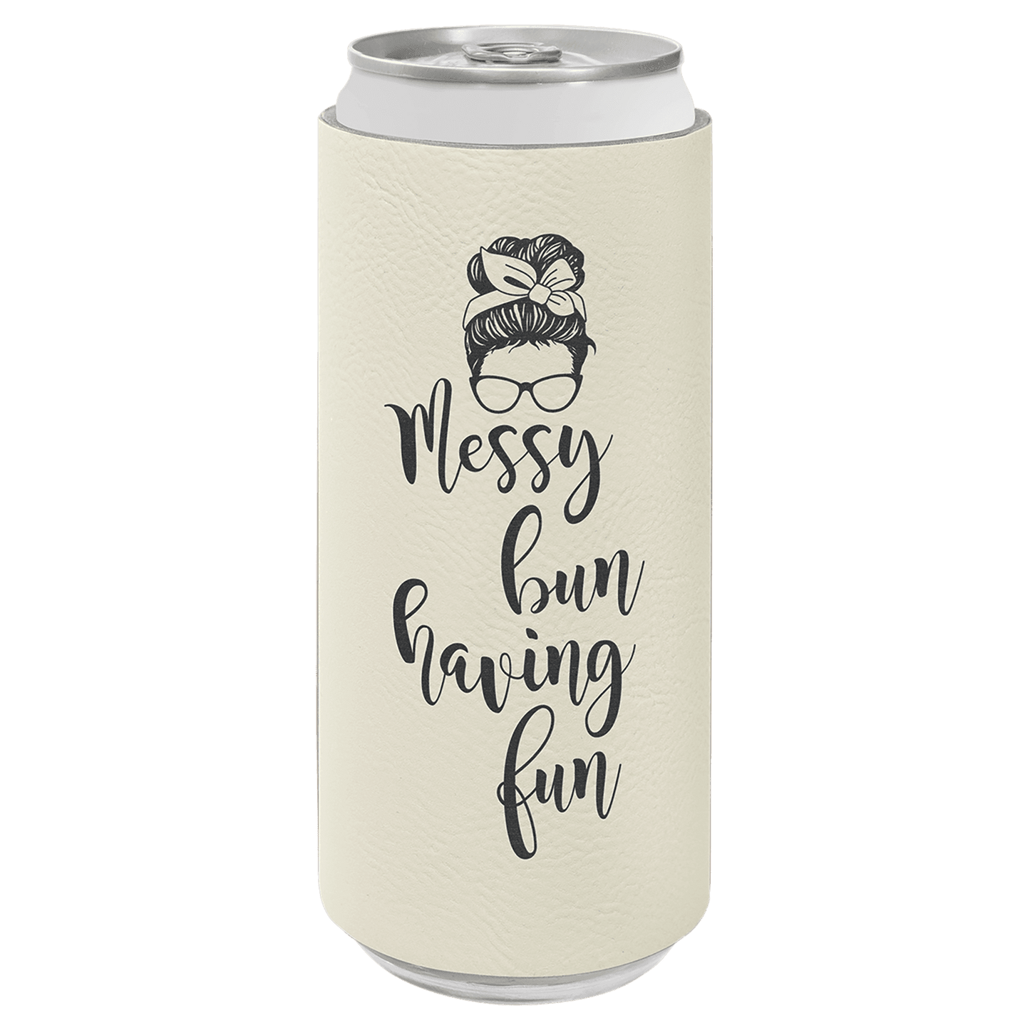 Custom White Leatherette Slim Beverage Holder - Leatherette