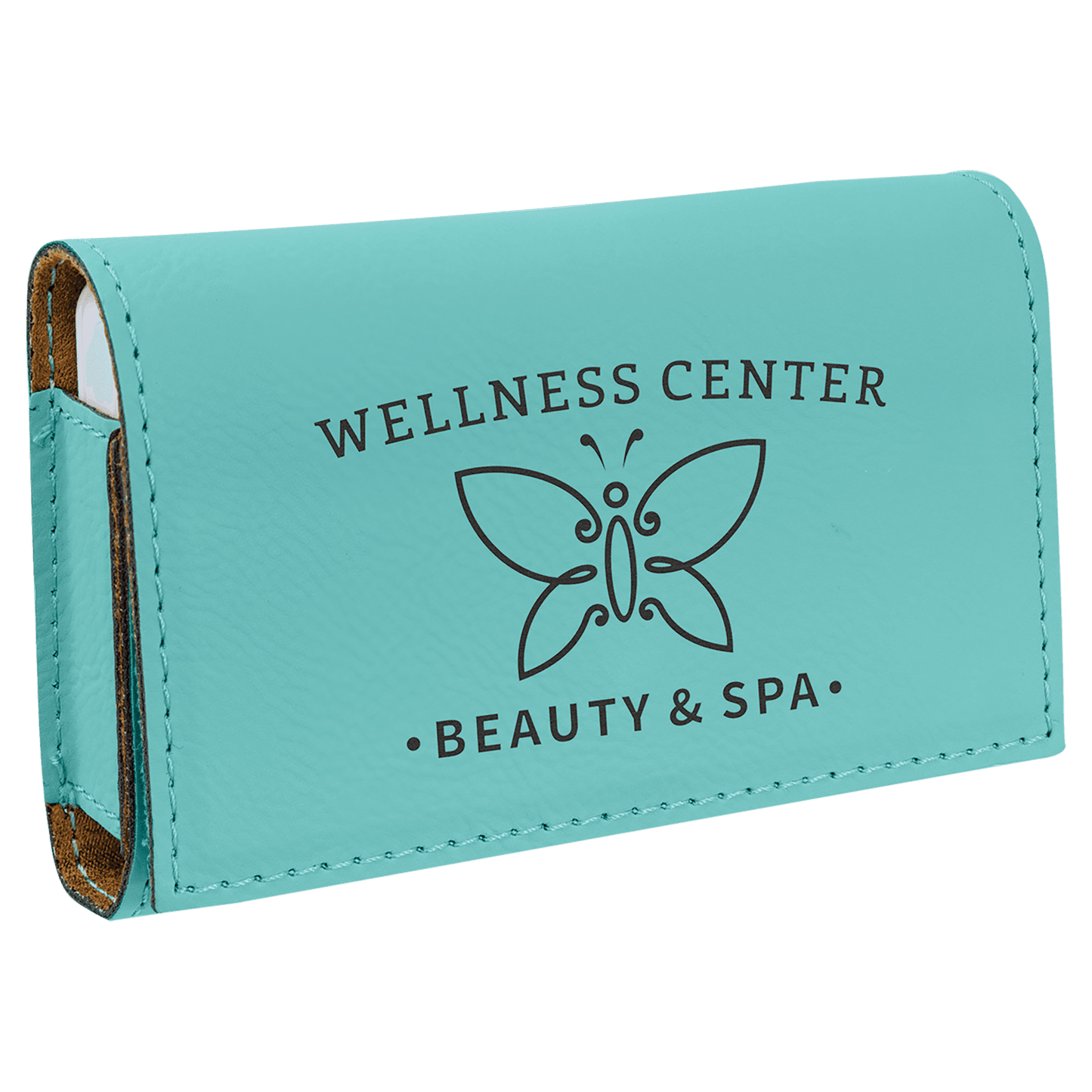 Personalized Teal Lasered Leatherette Pill Box with Separate Adjustable Containers