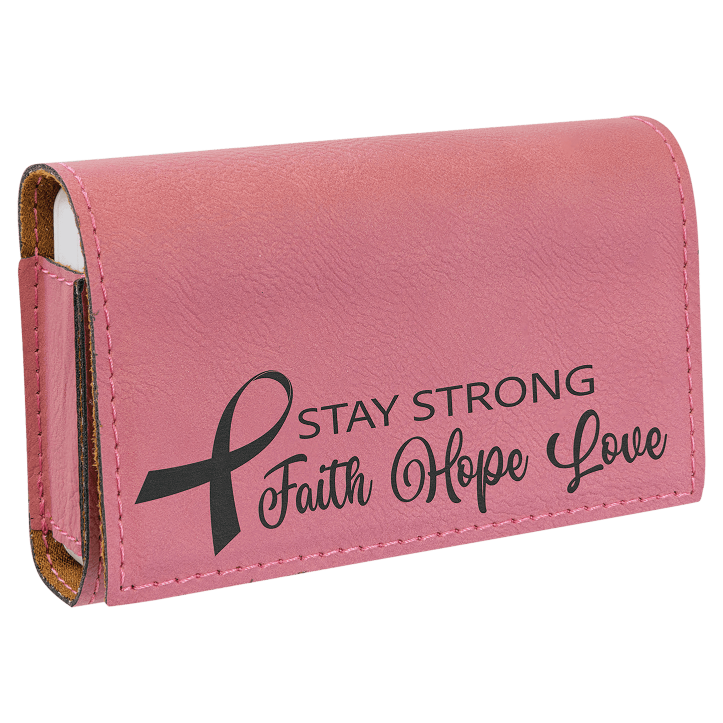 Personalized Pink Lasered Leatherette Pill Box with Separate Adjustable Containers