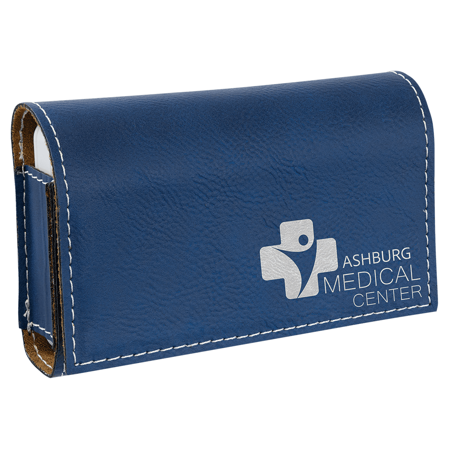Personalized Blue/Silver Lasered Leatherette Pill Box with Separate Adjustable Containers